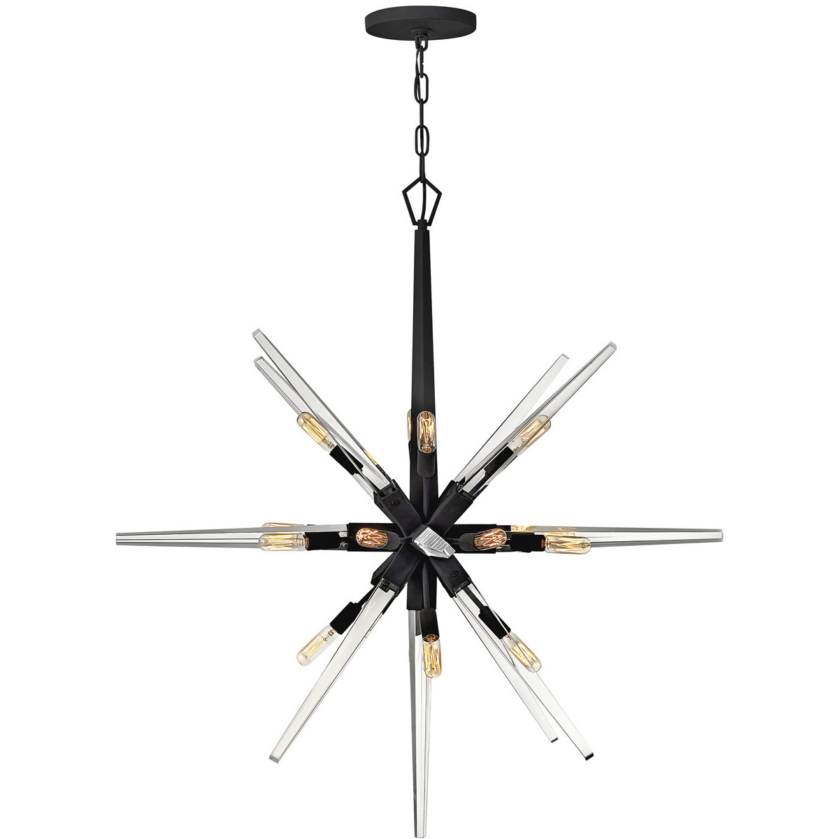 Ariel LED 36 inch Black Chandelier Ceiling Light, Orb