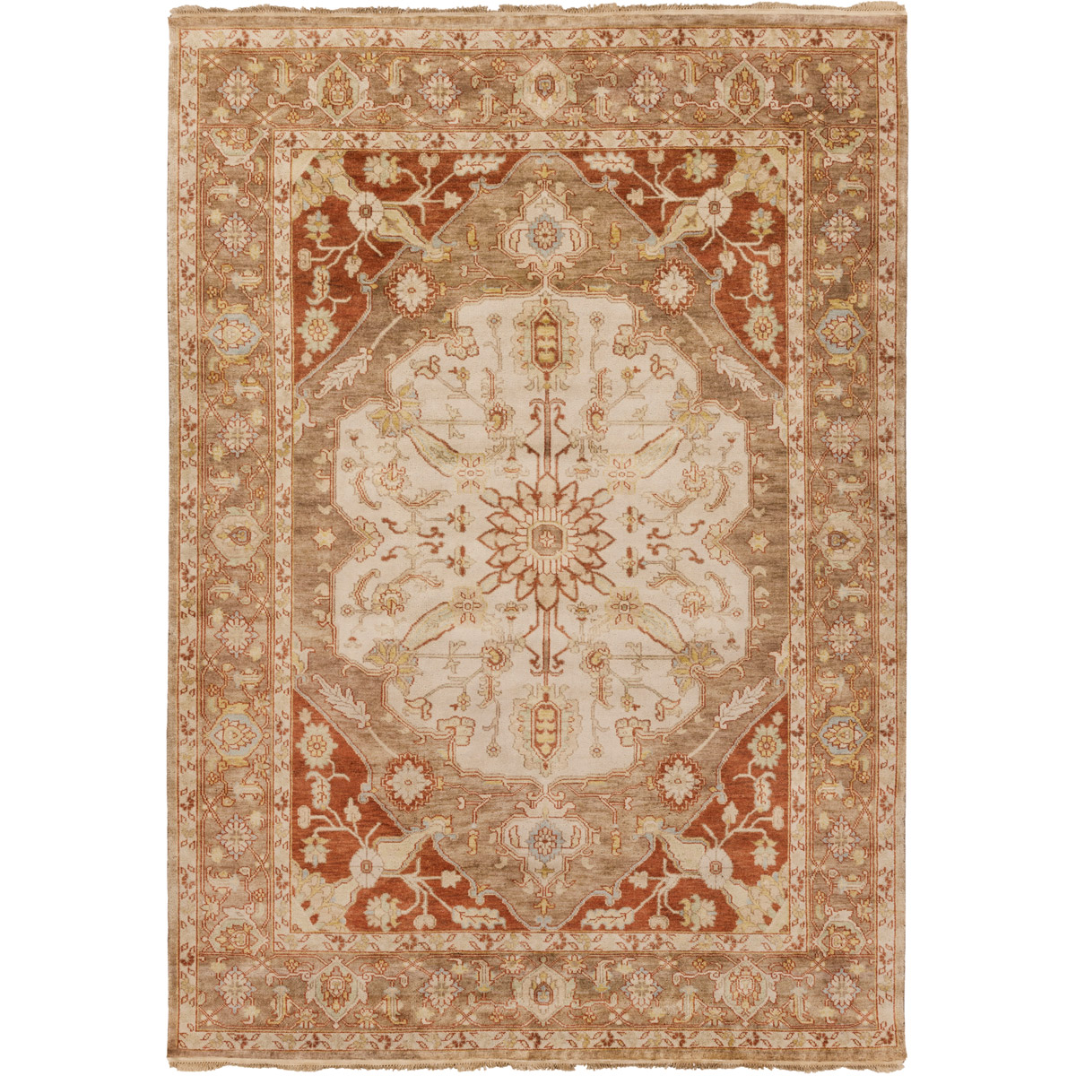 Zeus 69 X 45 inch Camel, Burnt Orange, Moss Rug