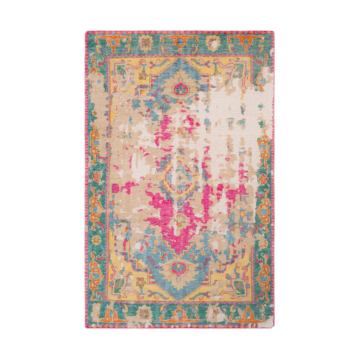 Hoboken 156 X 108 inch Teal/Khaki/Emerald/Bright Pink/Bright Orange/Lime Rugs, Rectangle
