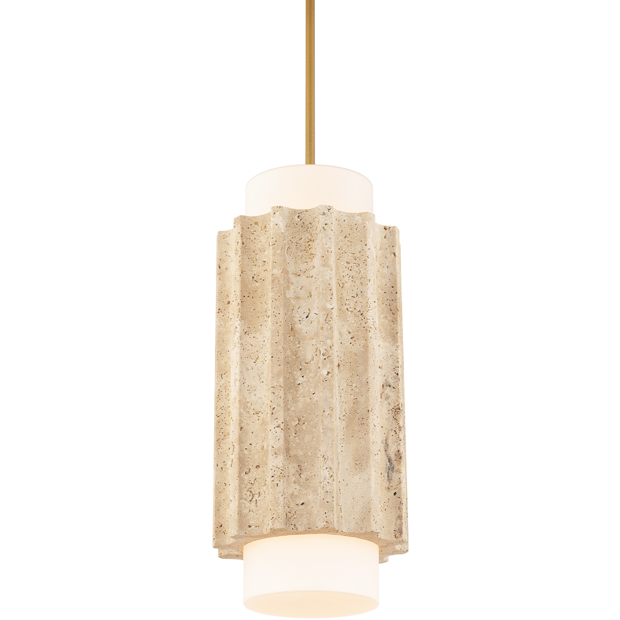 Caviar LED 7 inch Beige Travertine and Aged Brass Mini-Pendant Ceiling Light in 2700K