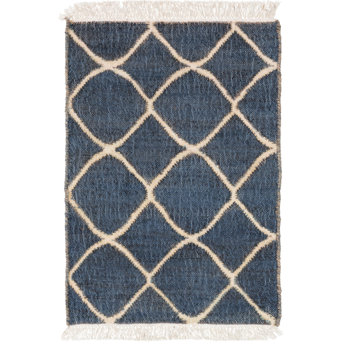 Laural 36 X 24 inch Neutral and Blue Area Rug, Jute