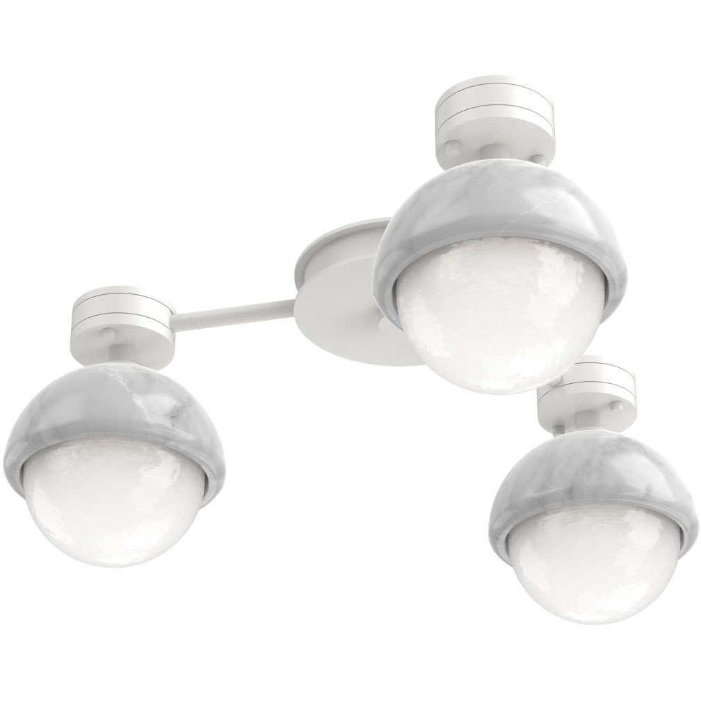 Cabochon Sconce & Flush Mount Wall Light in 3000K LED, Salt White with White Marble, White, Hub & Spoke