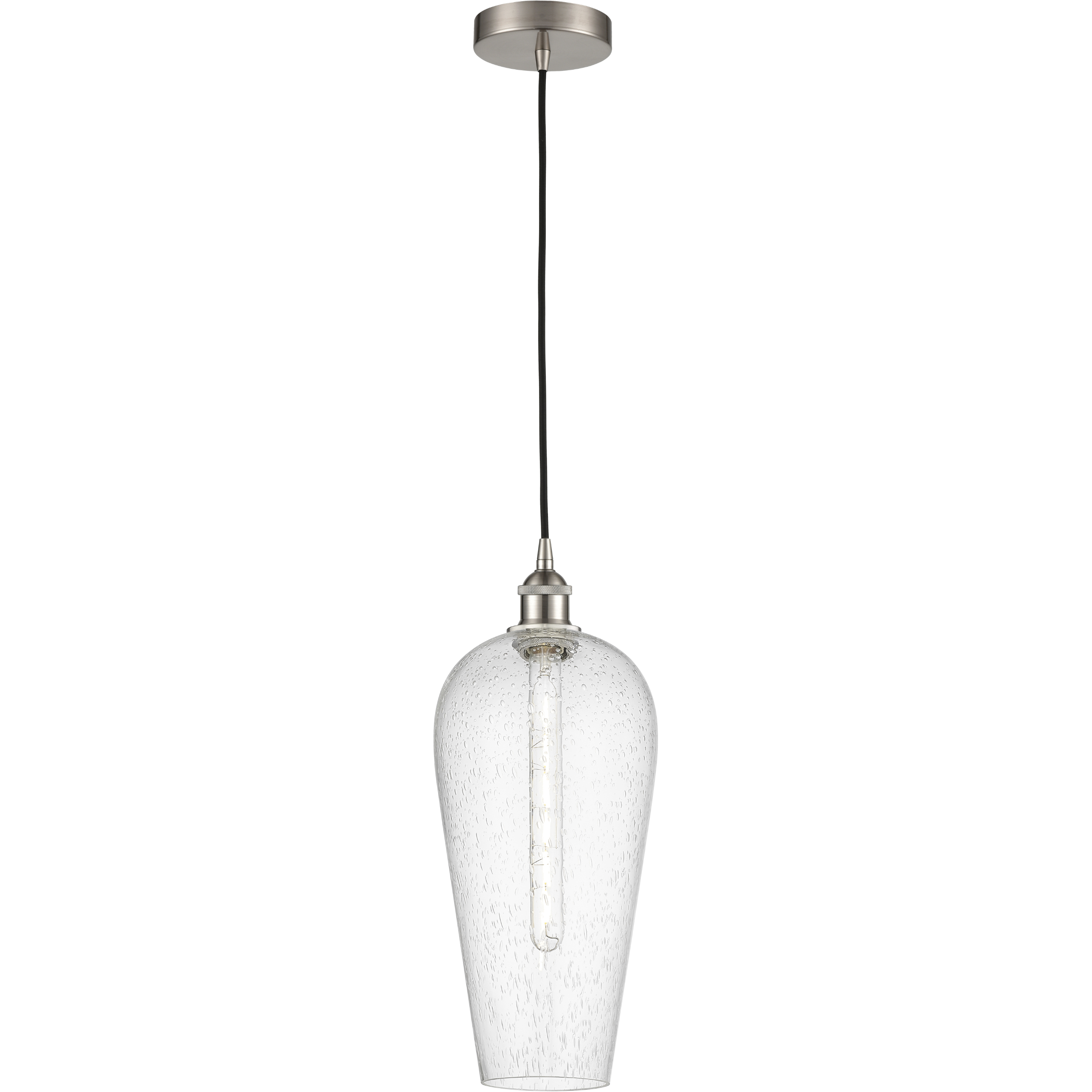 Edison Chelsea 1 Light 8 inch Brushed Satin Nickel Mini Pendant Ceiling Light in Seedy Glass