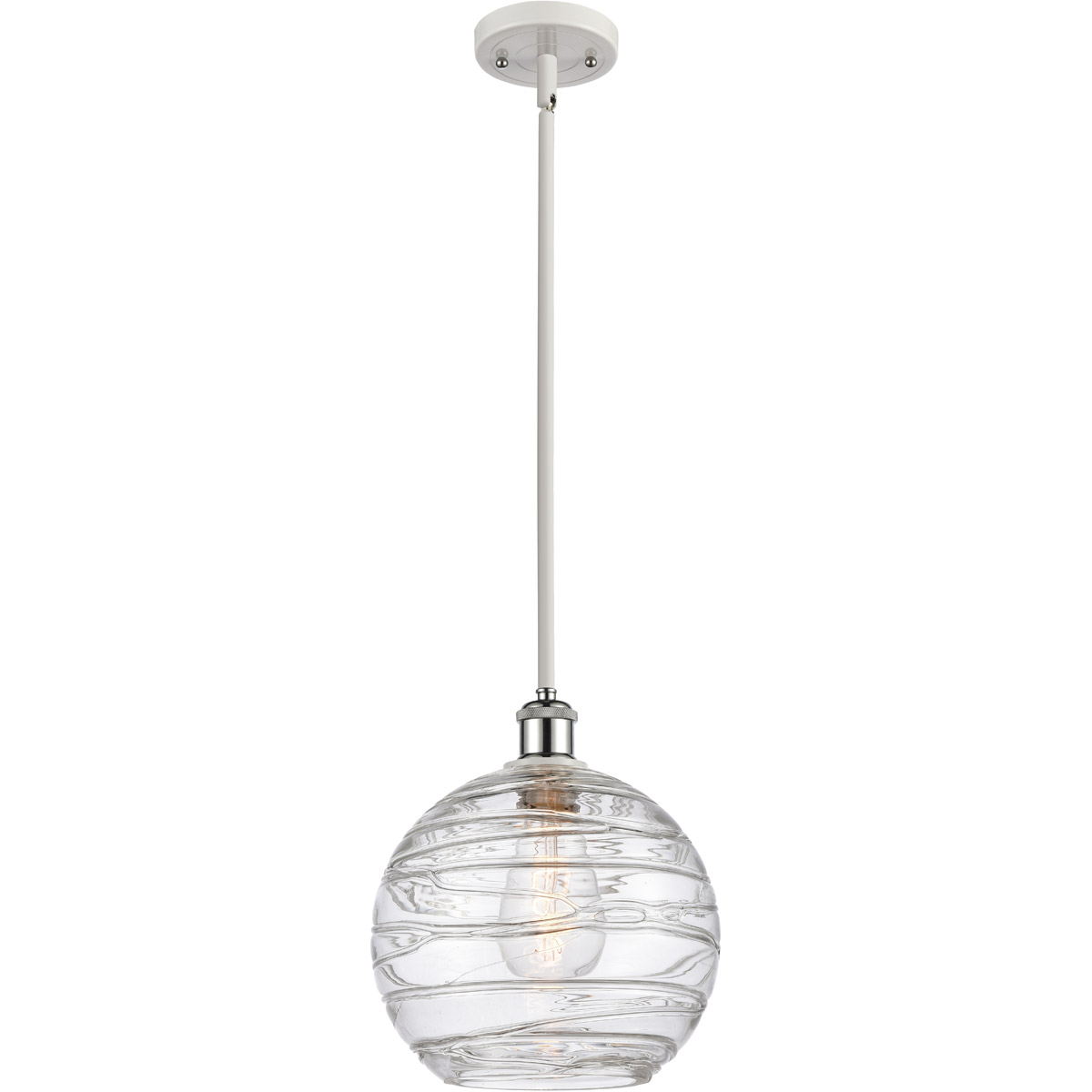 Ballston Large Deco Swirl LED 10 inch White and Polished Chrome Pendant Ceiling Light, Ballston