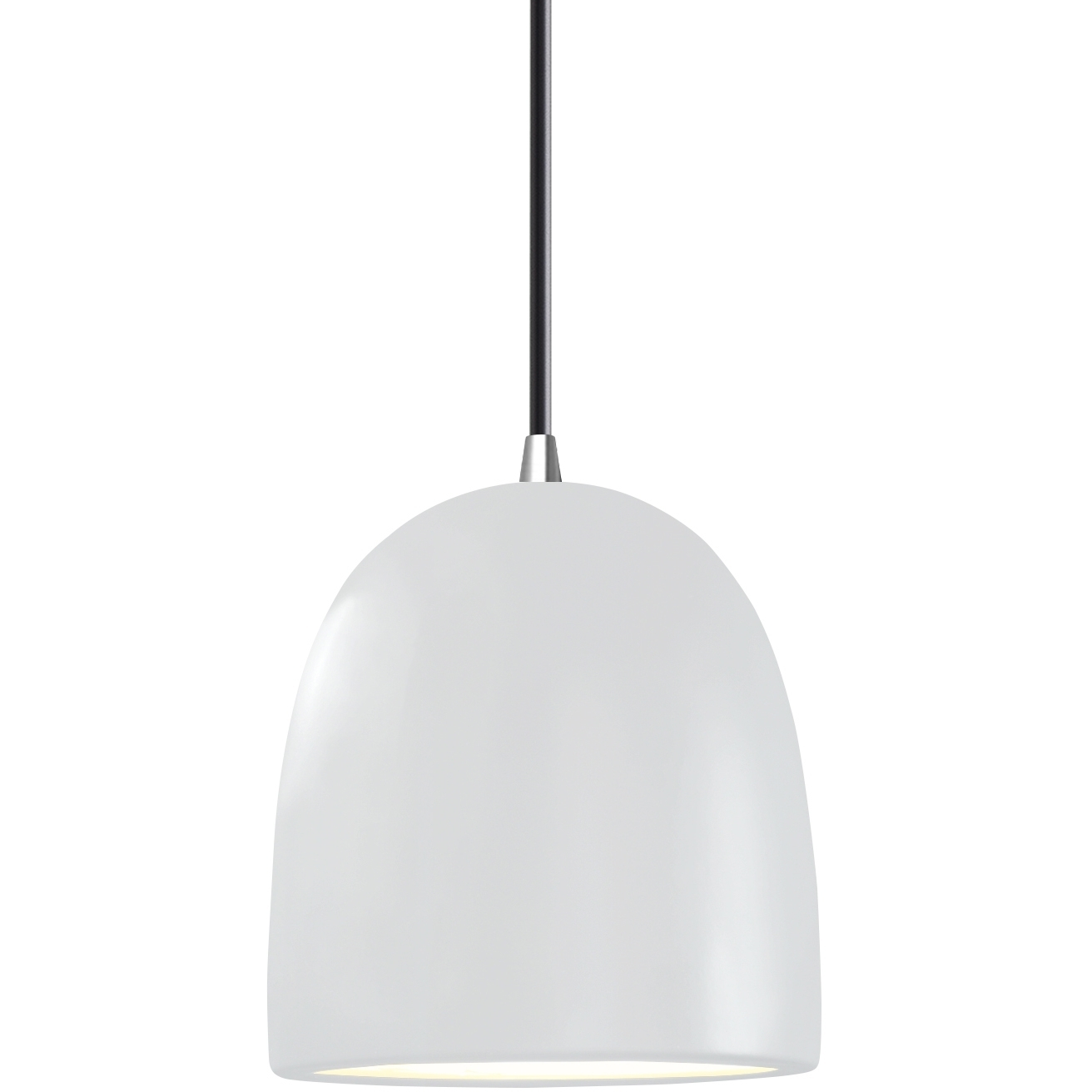 Radiance Collection - Bell Single Drop Pendant in Polished Chrome, Dedicated LED, Gloss White, Black, Form+Finish+Function