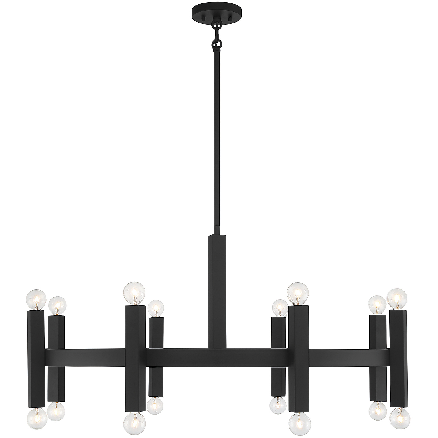 Contemporary 16 Light 40.5 inch Matte Black Chandelier Ceiling Light