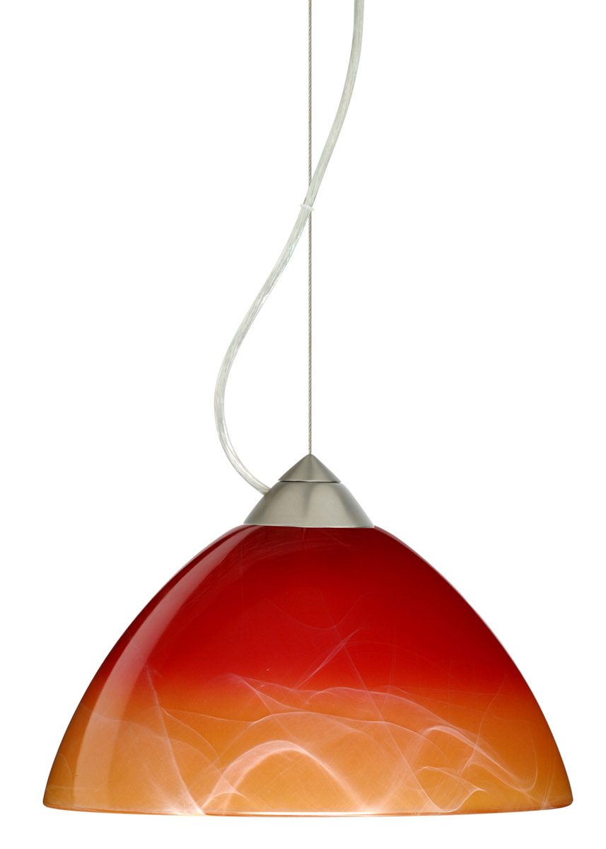 Tessa 1 Light Satin Nickel Pendant Ceiling Light in Incandescent, Solare Glass