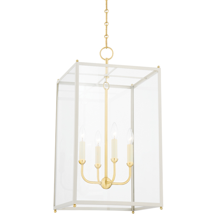 Chaselton 4 Light 15 inch Aged Brass/Off White Hanging Lantern Ceiling Light