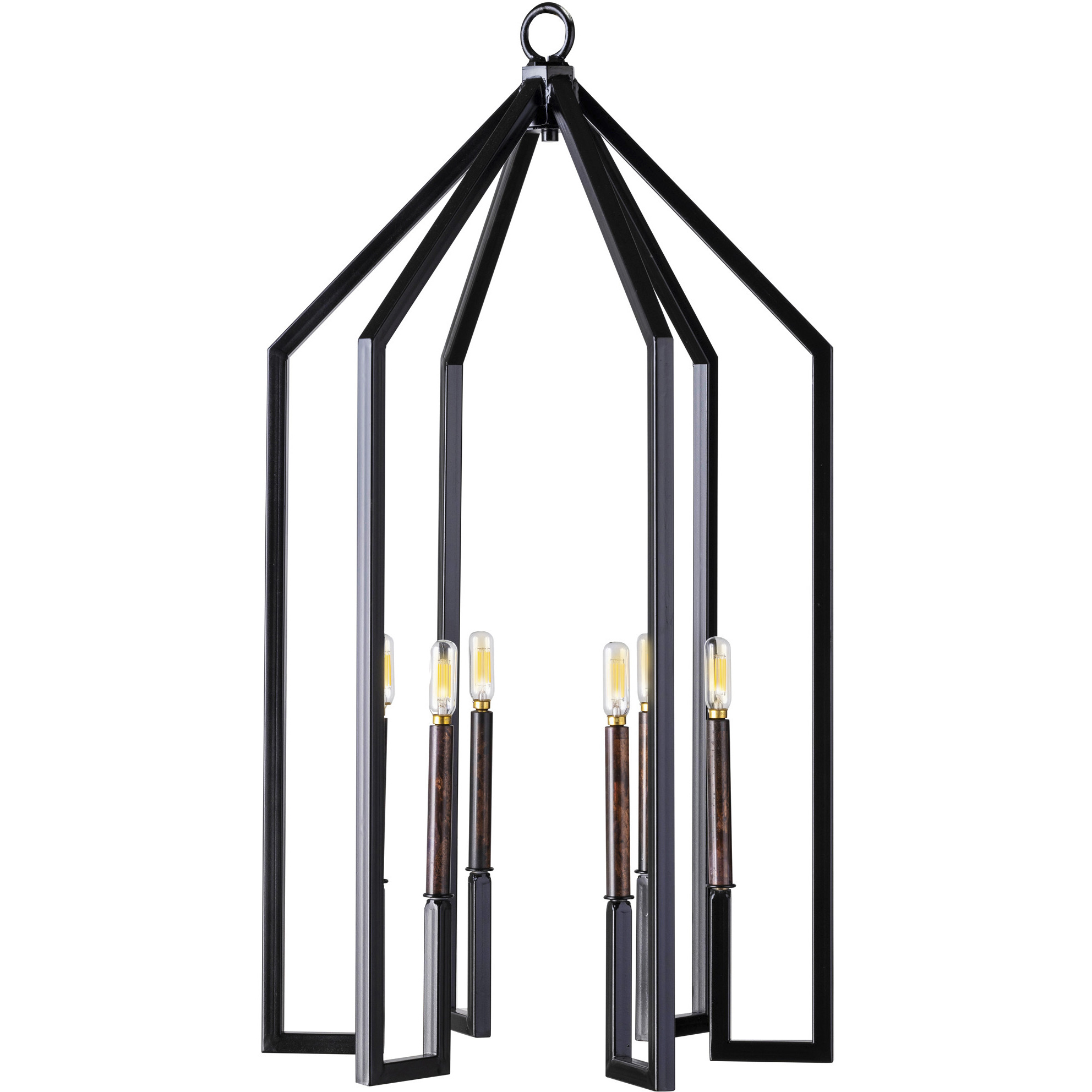 New Traditional 6 Light Hi-Gloss Black Pendant Ceiling Light