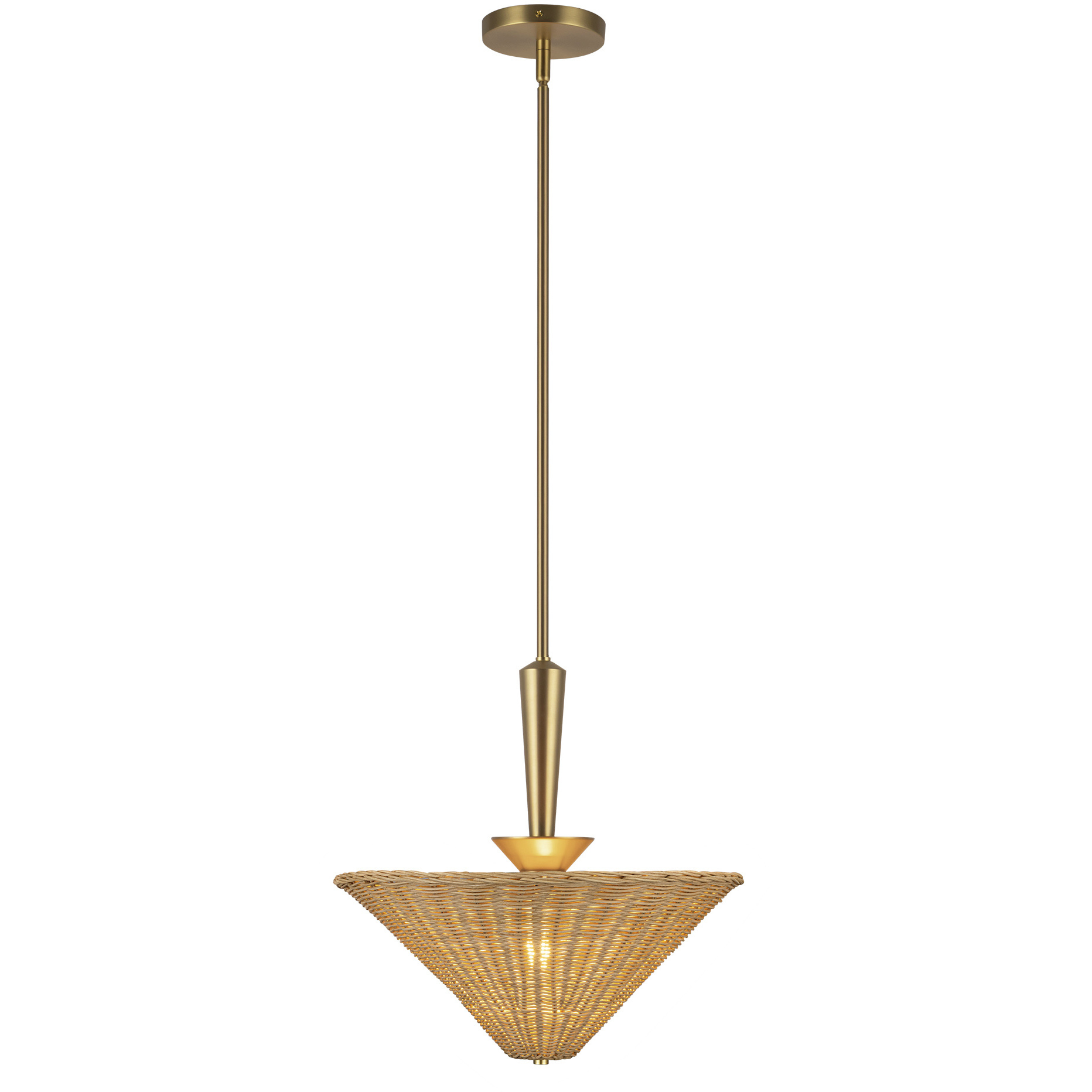 Alora Mood Bridgette 1 Light 16.38 inch Brushed Gold and Rattan Pendant Ceiling Light in Rattan Shade