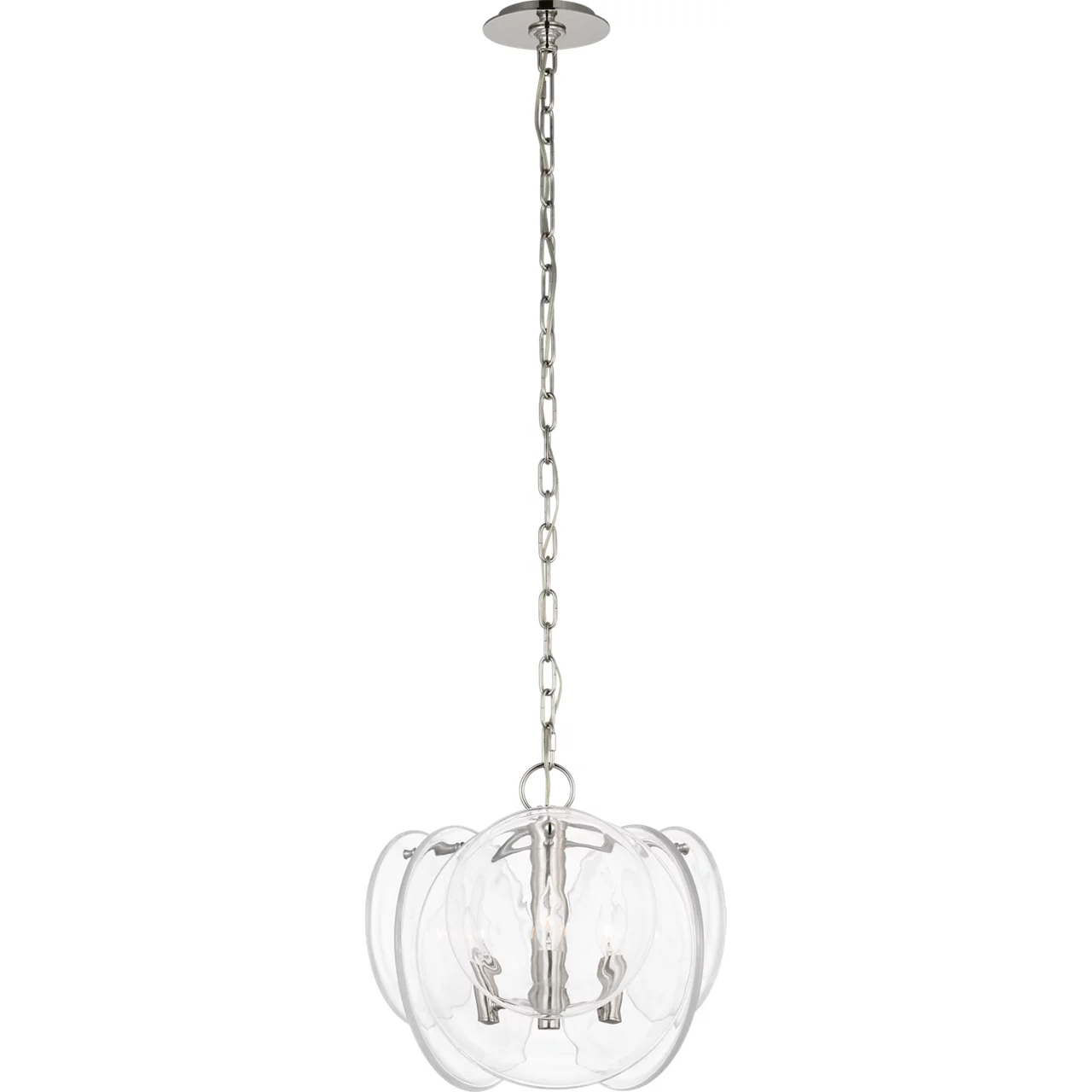AERIN Loire 3 Light 15.5 inch Polished Nickel Chandelier Ceiling Light in Clear Strie Glass, Petite