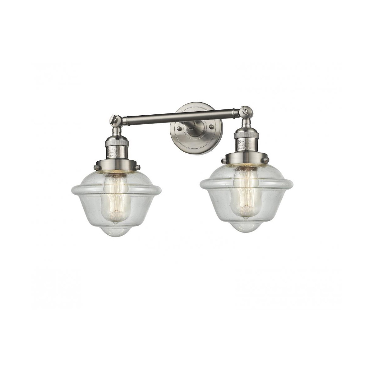 Franklin Restoration Small Oxford LED 17 inch Brushed Satin Nickel Bath Vanity Light Wall Light in Seedy Glass, Franklin Restoration