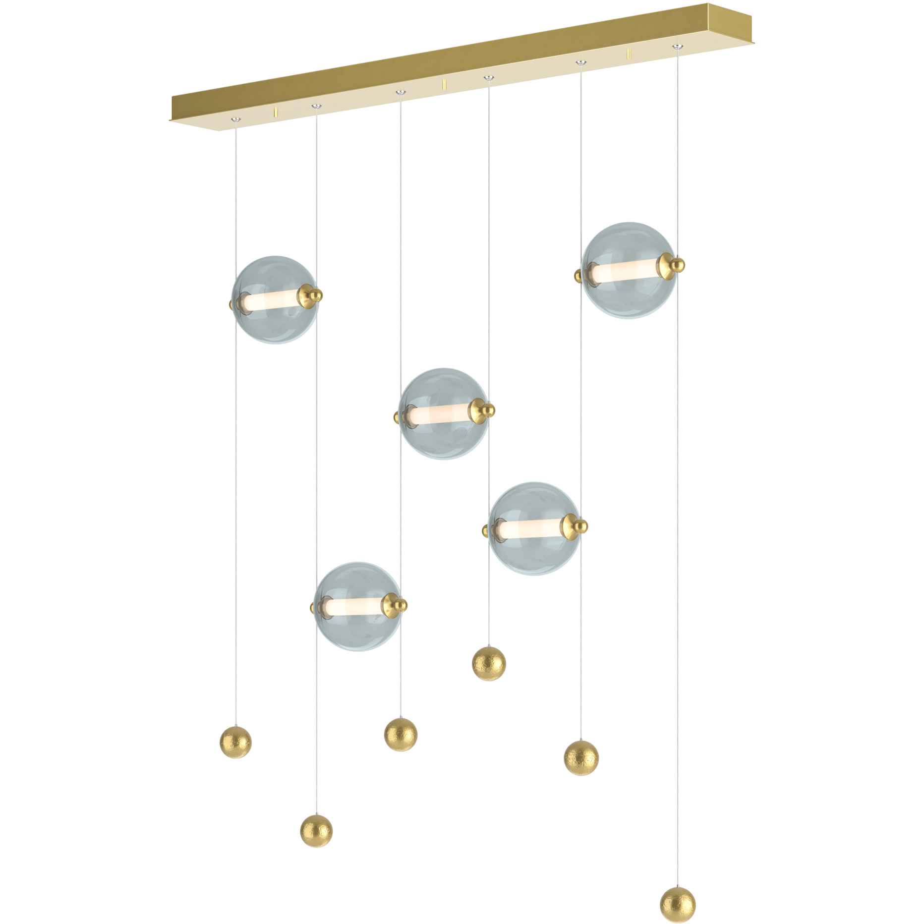 Abacus LED 41 inch Modern Brass Pendant Ceiling Light in Cool Grey