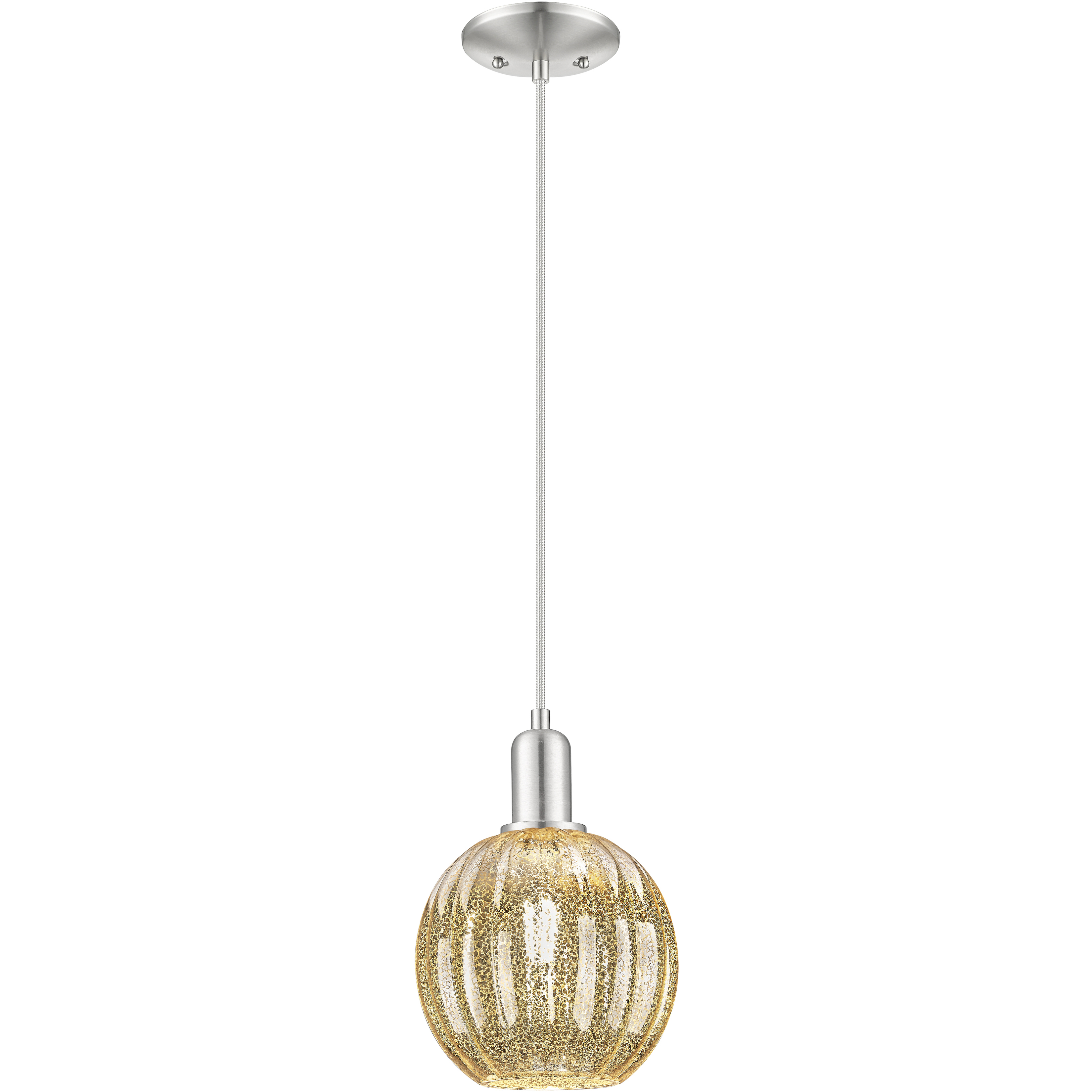 Preston 1 Light 7 inch Brushed Satin Nickel Mini Pendant Ceiling Light in Mercury Glass