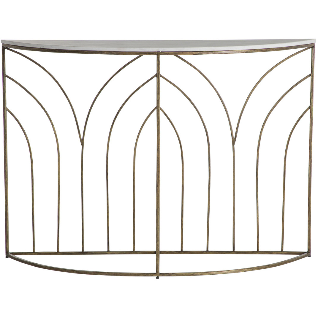 Valera 48 X 14 inch Antique Aged Brass / White Banswara Marble Console Table