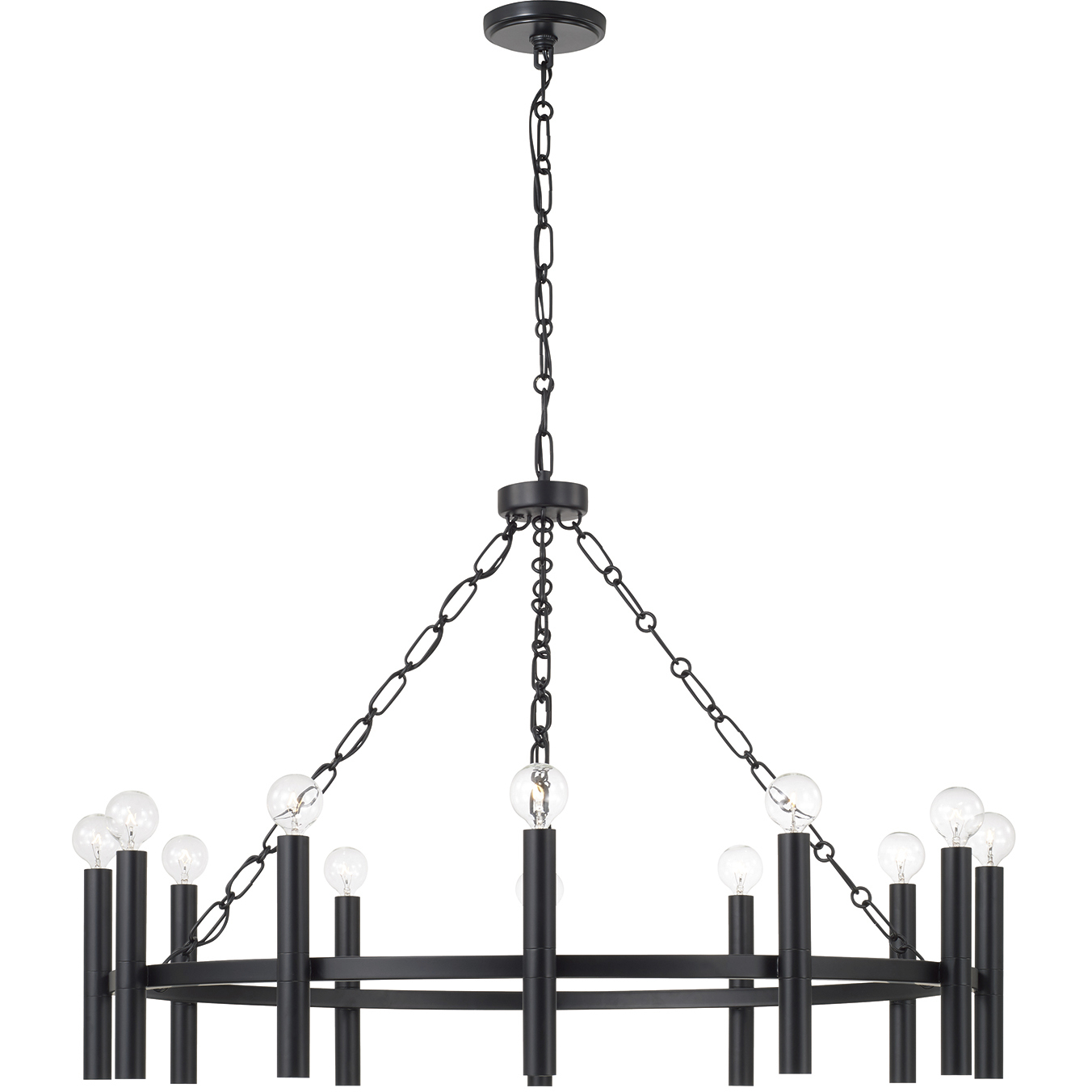 Winton 12 Light 35 inch Matte Black Chandelier Ceiling Light