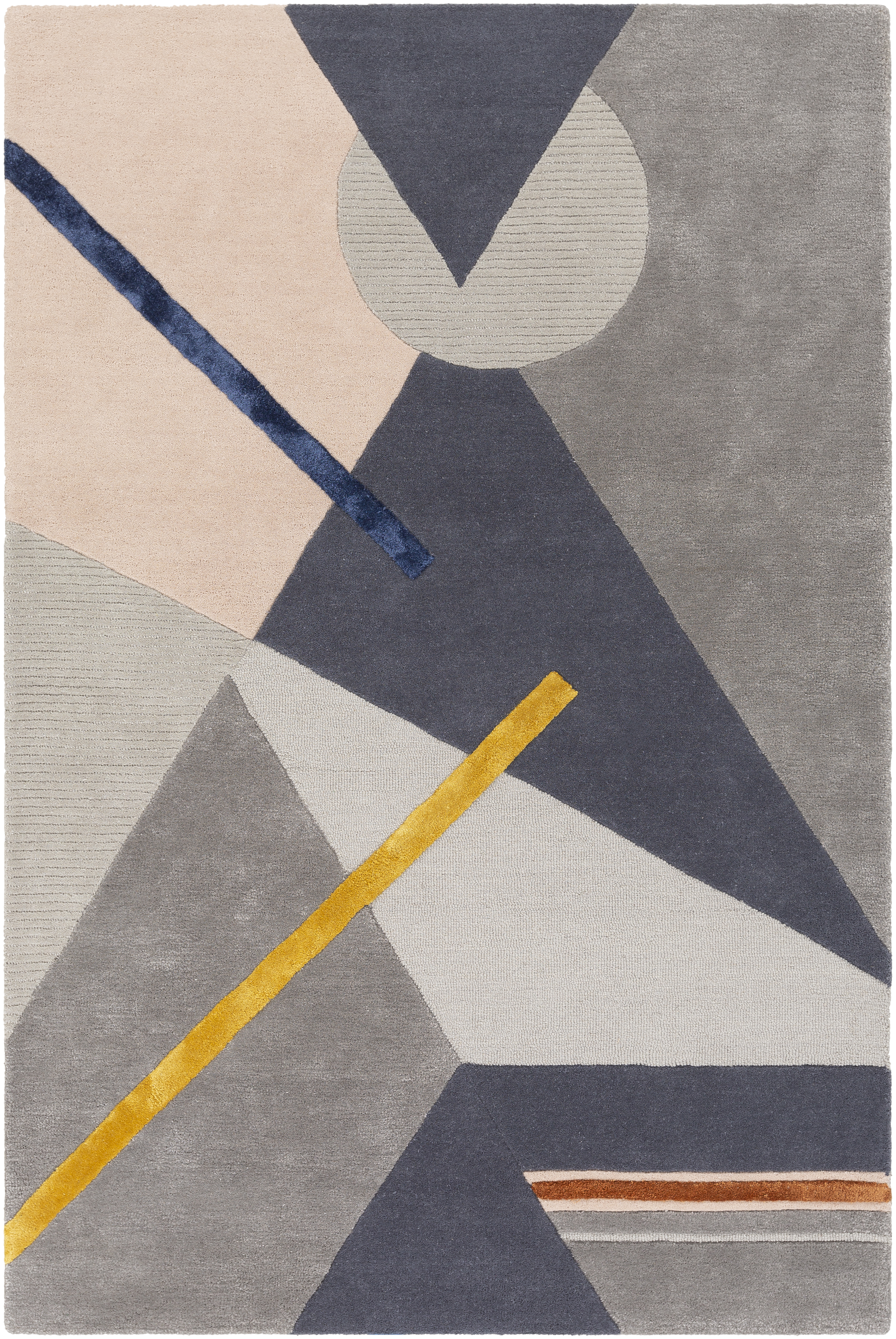 Mid Century 36 X 24 inch Navy Rug in 2 x 3, Rectangle