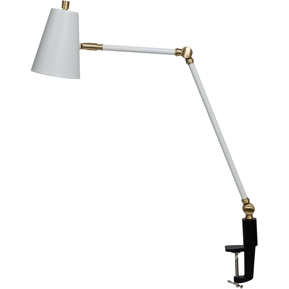 Aria 18.5 inch 6.2 watt White and Satin Brass Clip-On Table Lamp Portable Light