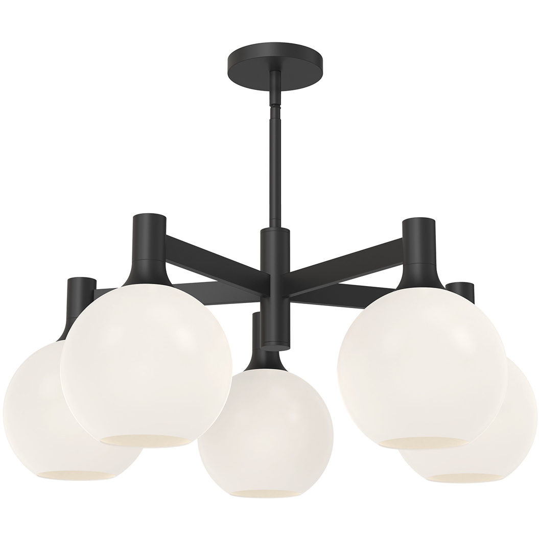 Alora Mood Castilla 5 Light 29.5 inch Matte Black Chandelier Ceiling Light in Matte Opal Glass