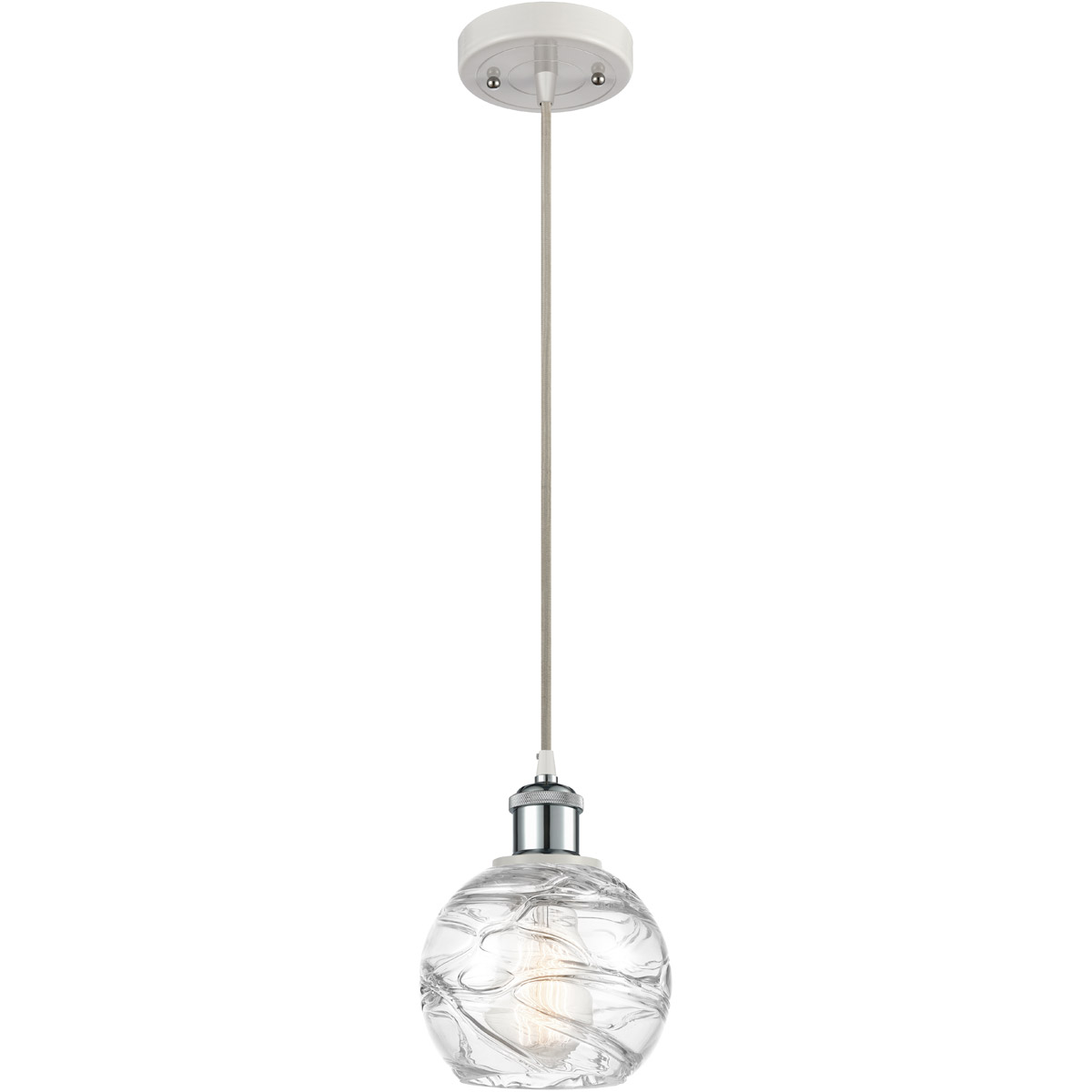 Ballston Small Deco Swirl LED 6 inch White and Polished Chrome Mini Pendant Ceiling Light in Silver, Ballston