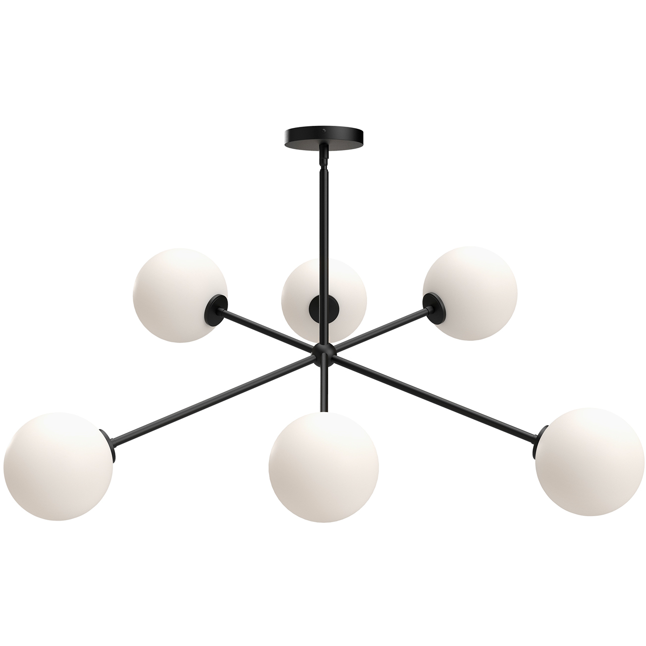 Alora Mood Cassia 6 Light 39.5 inch Matte Black Chandelier Ceiling Light in Matte Opal Glass