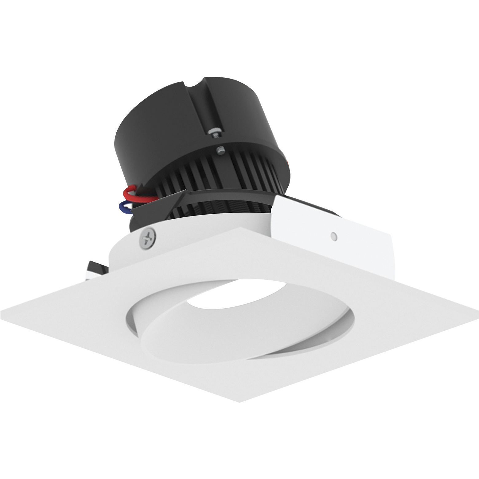 Pearl Warm White Reflector / Warm White Flange LED Square Adjustable Cone Retrofit in Comfort Dim (3000K-2000K), 4" Retrofit