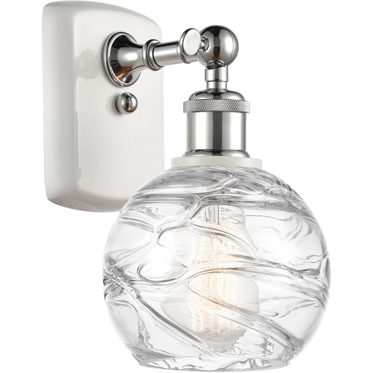 Ballston Small Deco Swirl 1 Light 6 inch White and Polished Chrome Sconce Wall Light, Ballston