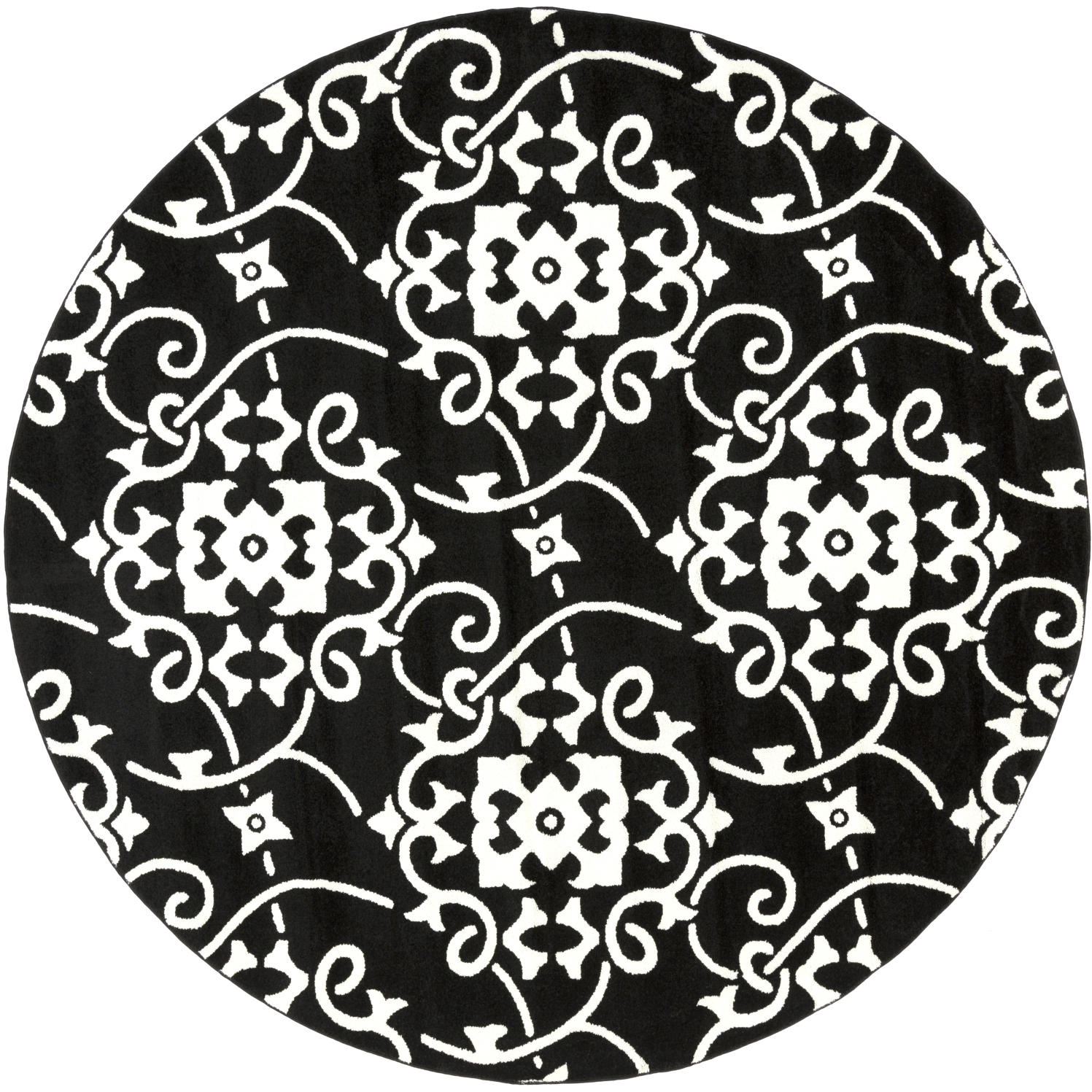 Horizon 94.49 X 94.49 inch Black/Cream Machine Woven Rug, Round