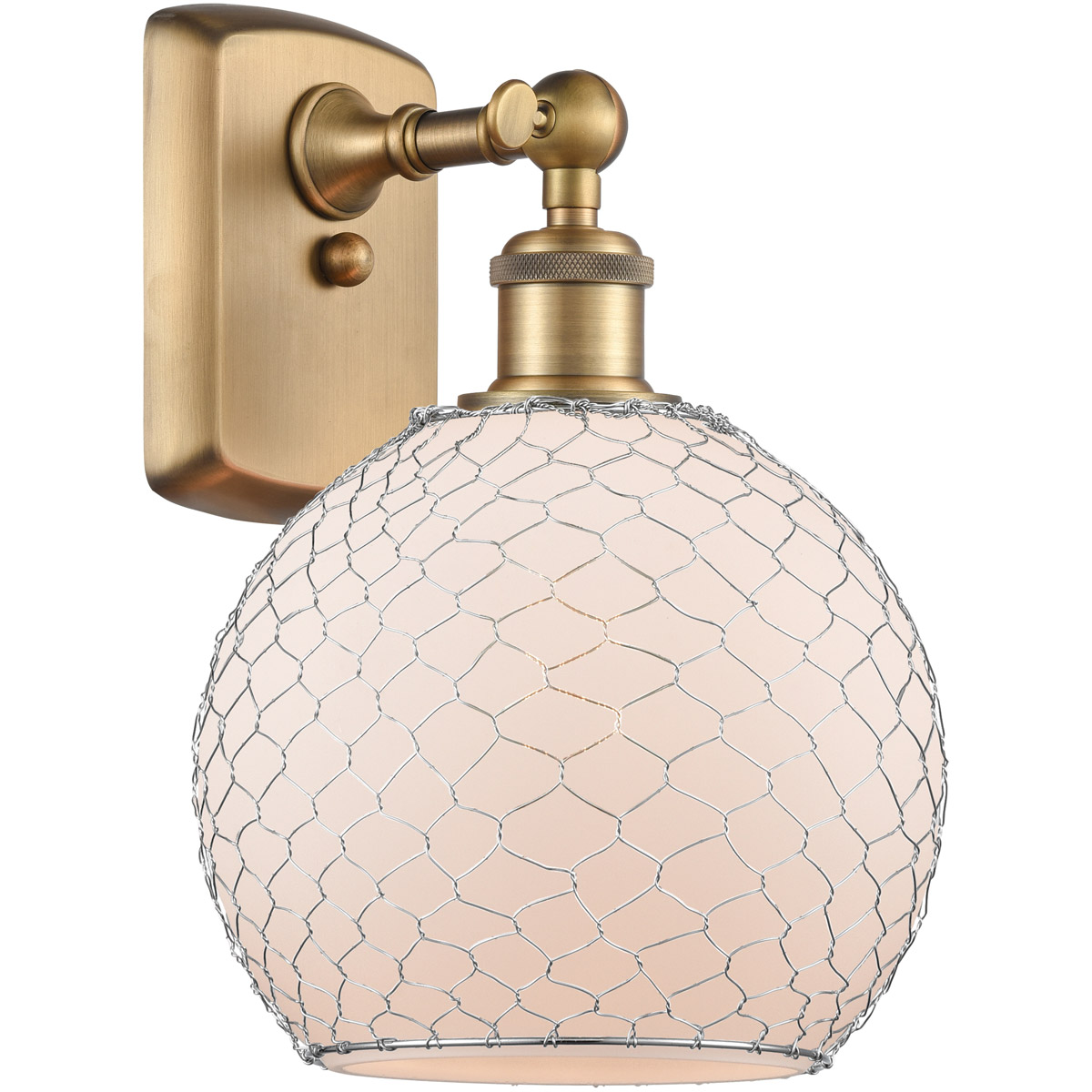 Ballston Farmhouse Chicken Wire 1 Light 8 inch Brushed Brass Sconce Wall Light, Ballston