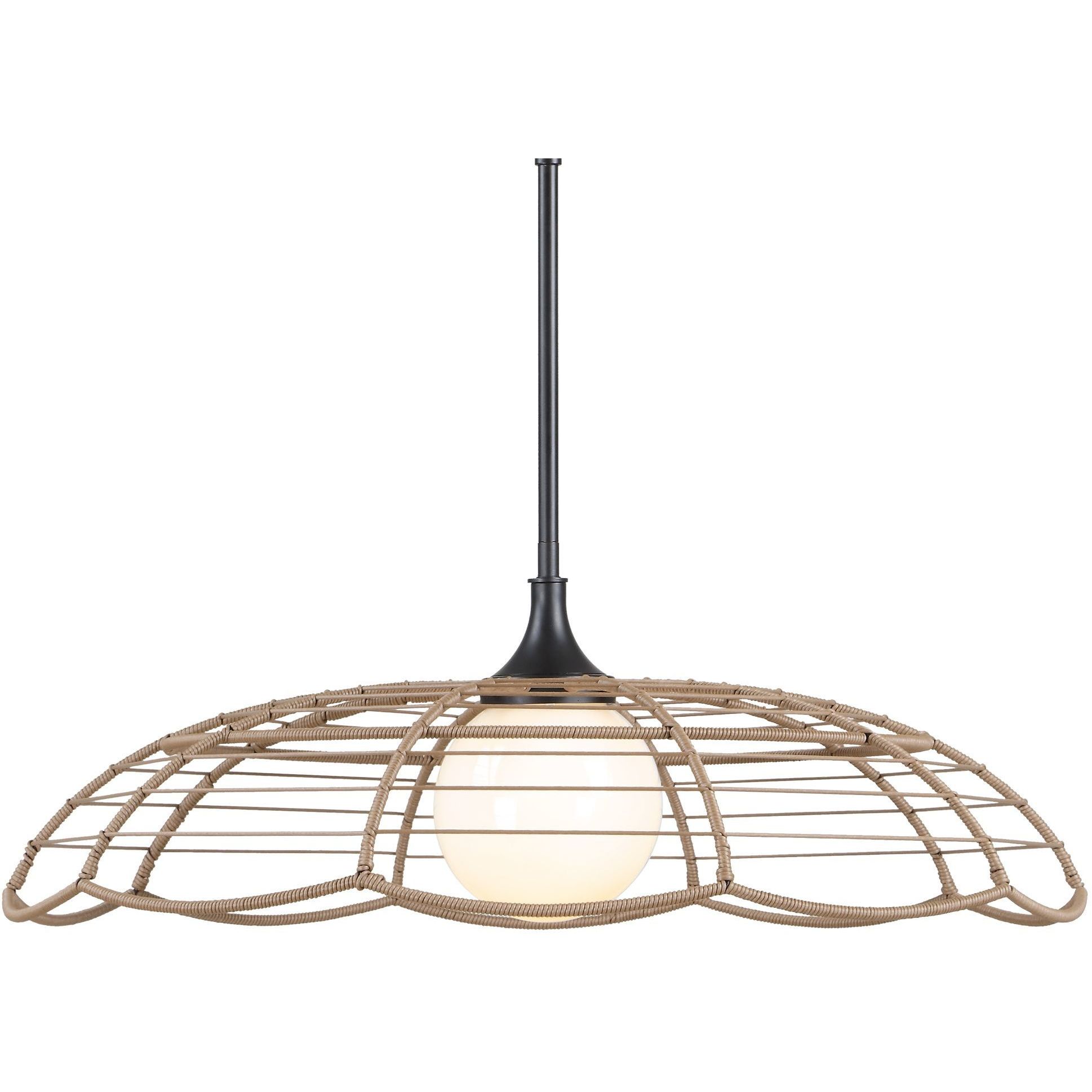 Lakeside 1 Light 30 inch Saddle Brown and Matte Black Indoor Outdoor Pendant Ceiling Light