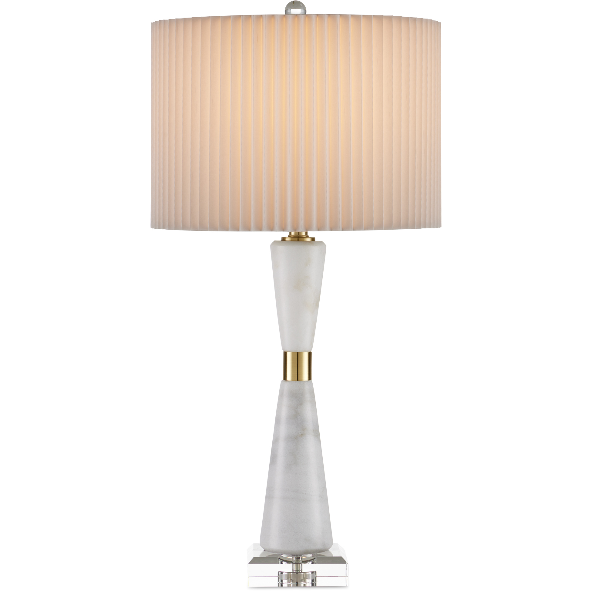 Edelmar 29.5 inch 150 watt White/Clear/Natural Brass Table Lamp Portable Light