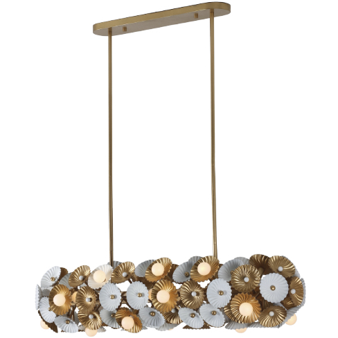 Damask Island Light Ceiling Light in White and Vintage Brass