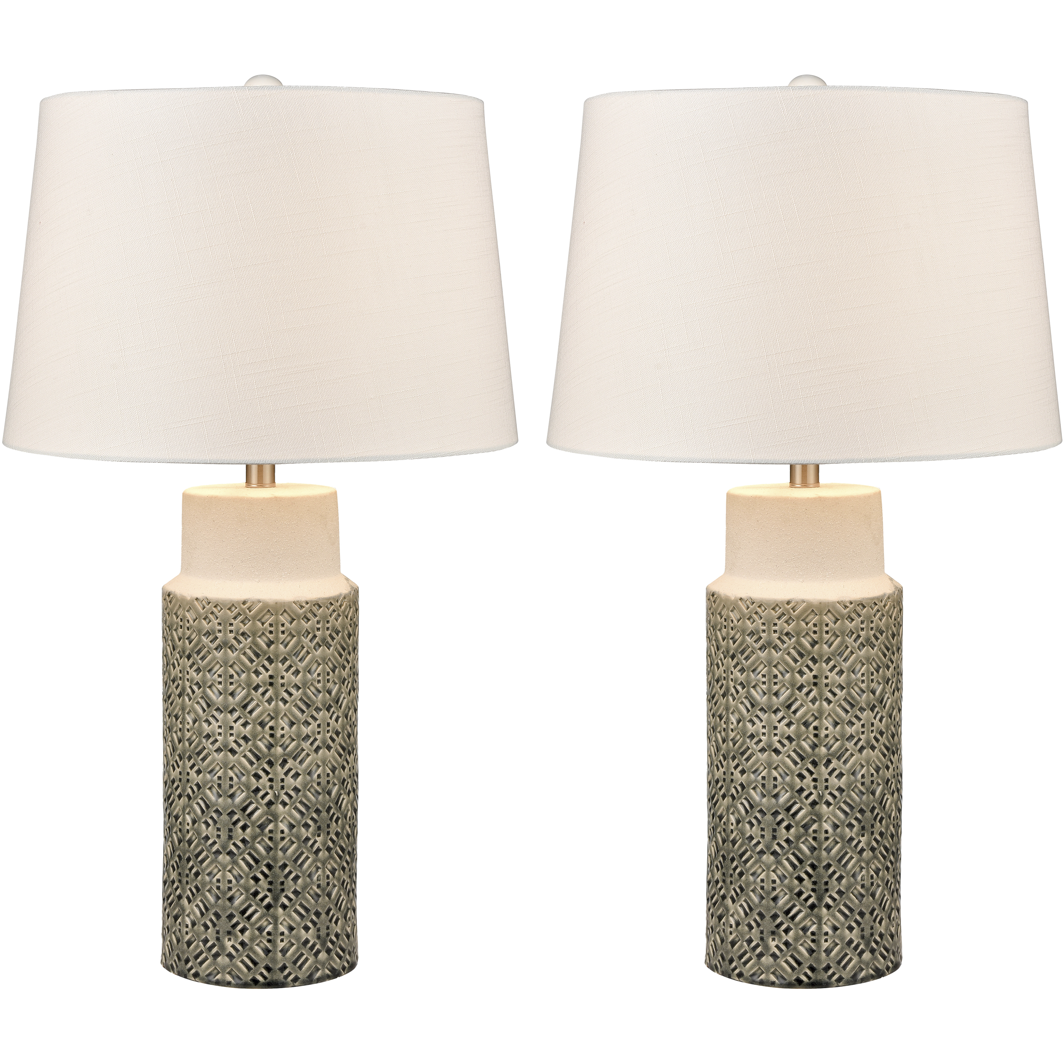 Tula 30 inch 150 watt Gray Glazed with Off White Table Lamp Portable Light, Set of 2