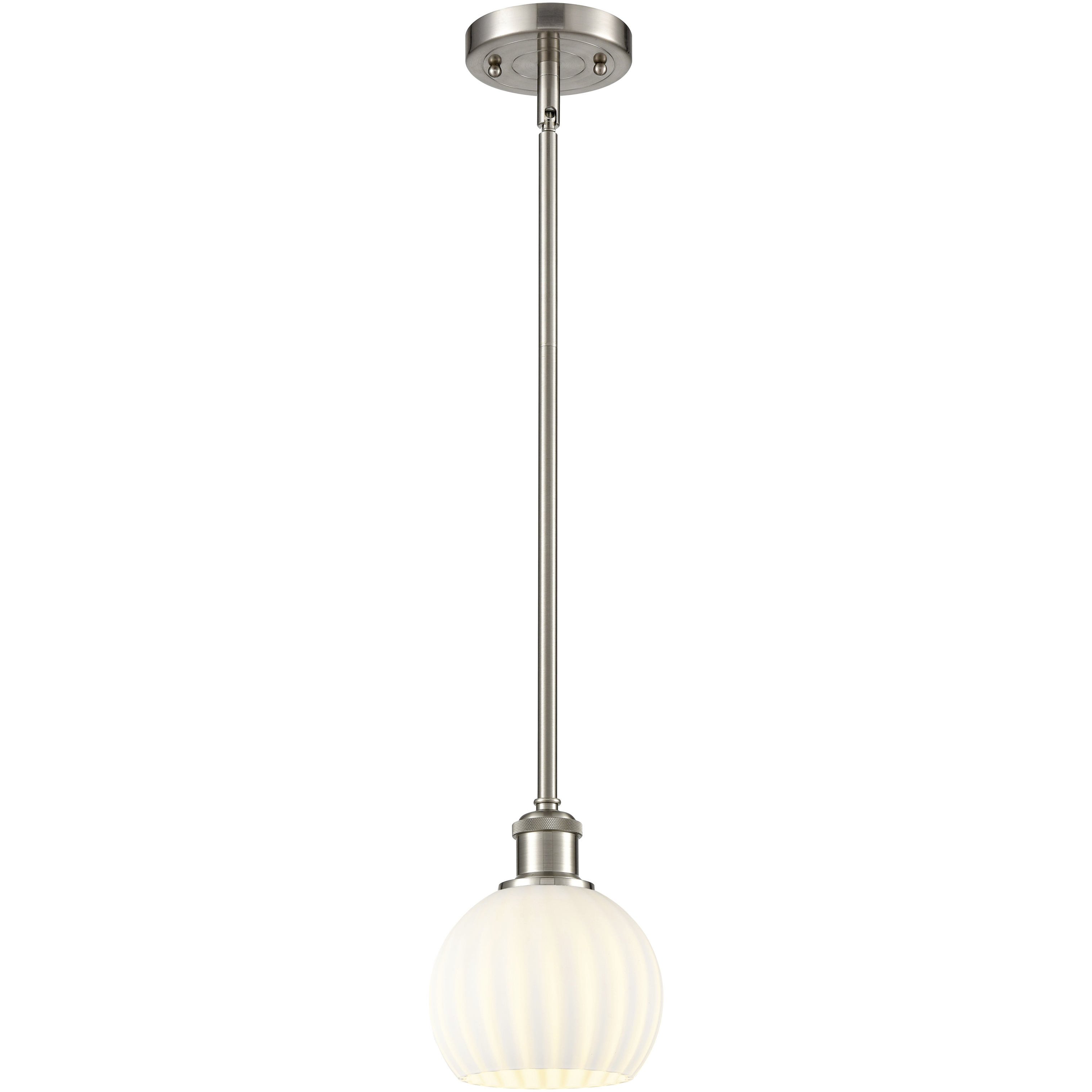 Ballston White Venetian 1 Light 6 inch Brushed Satin Nickel Stem Hung Mini Pendant Ceiling Light