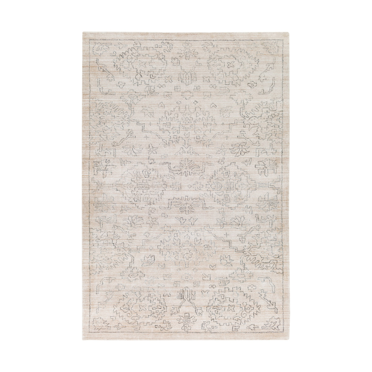 Estelle 72 X 48 inch Beige/Charcoal Rugs, Bamboo Silk and Cotton
