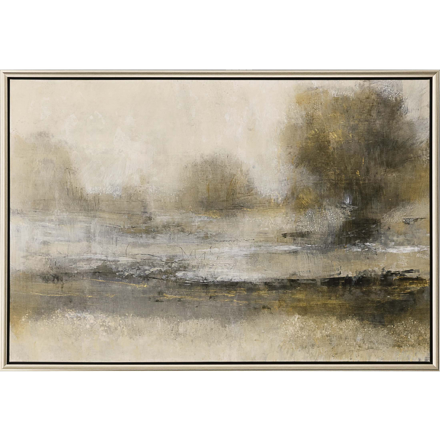 Gilt Landscape Neutral and Beige and Metallic and Black Canvas