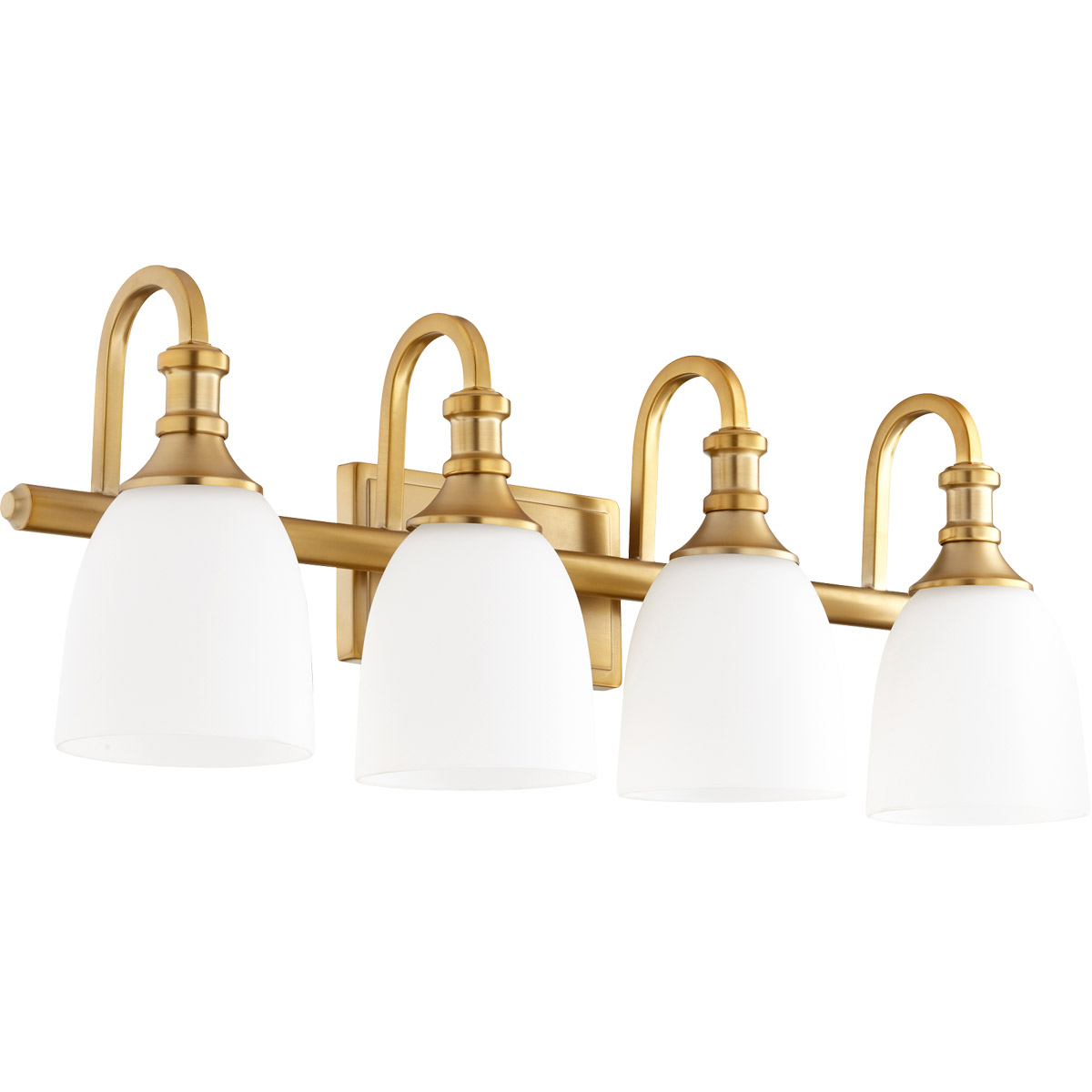 Richmond 4 Light 27.75 inch Aged Brass Vanity Light Wall Light in Satin Opal