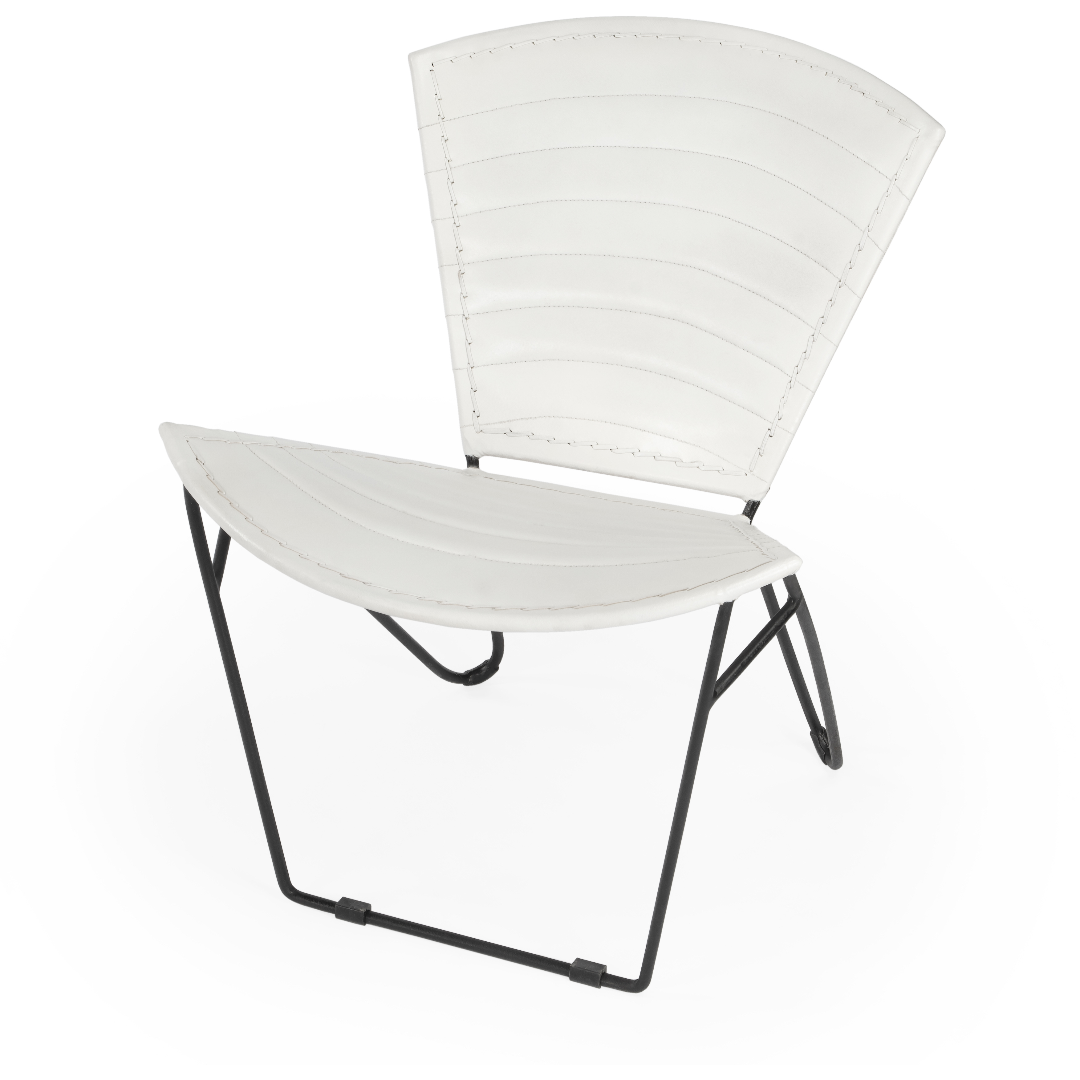 Felix Iron & Leather Accent Chair in White
