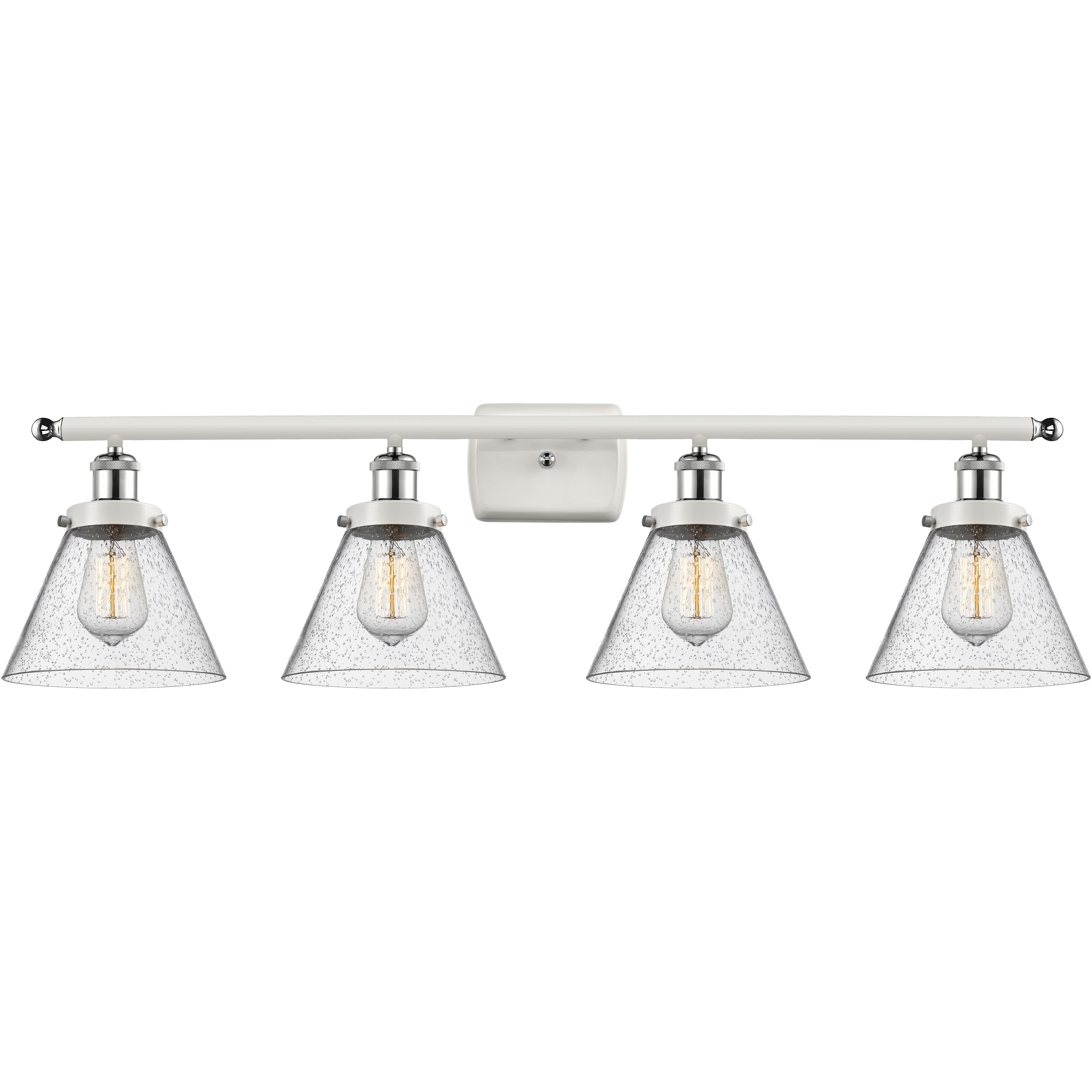 Ballston Large Cone LED 36 inch White and Polished Chrome Bath Vanity Light Wall Light in Seedy Glass
