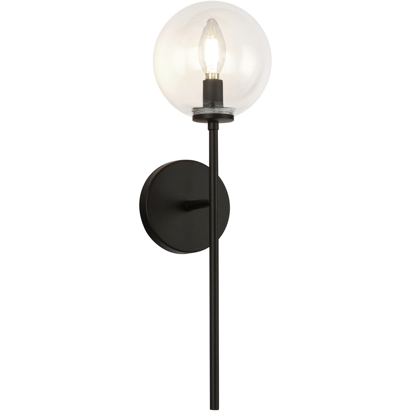 Alora Mood Cassia 1 Light 6 inch Matte Black Wall/Vanity Light Wall Light in Clear Glass