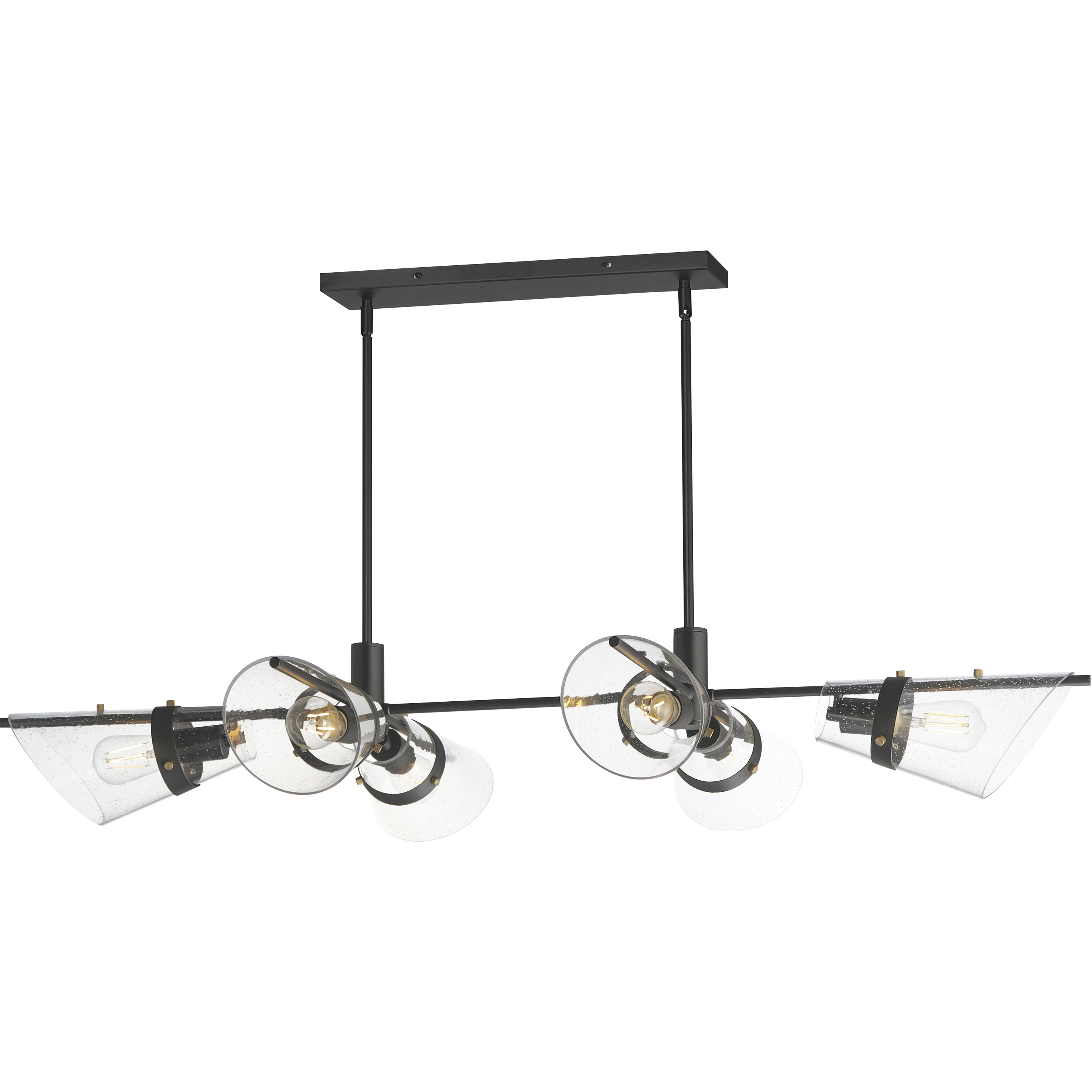 Finch 6 Light 49.25 inch Dark Bronze and Antique Brass Linear Pendant Ceiling Light in Seedy, Dark BronzeandAntique Brass