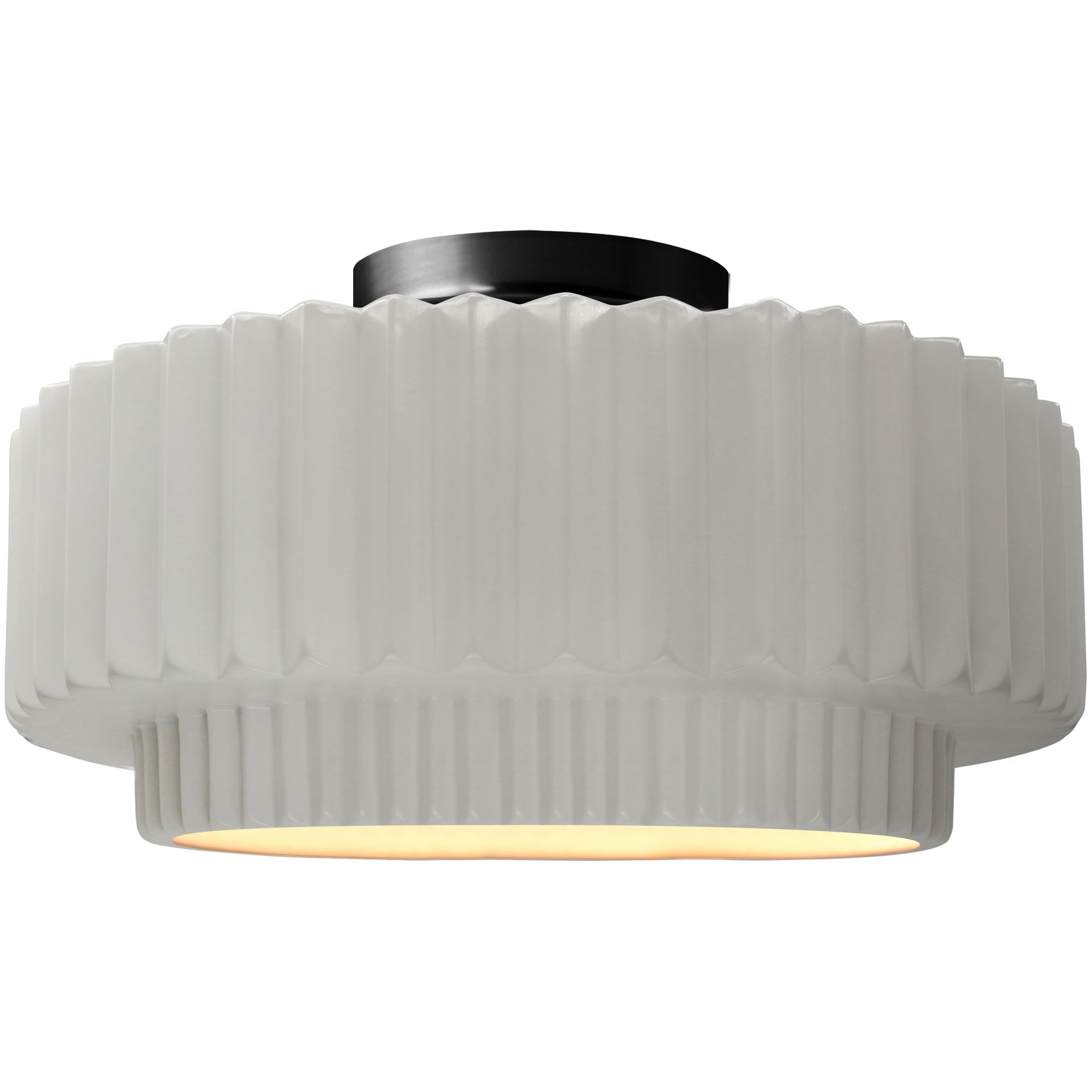 Radiance Collection - Pleated Tier LED 12 inch Bisque Semi-Flush Ceiling Light, Form+Finish+Function