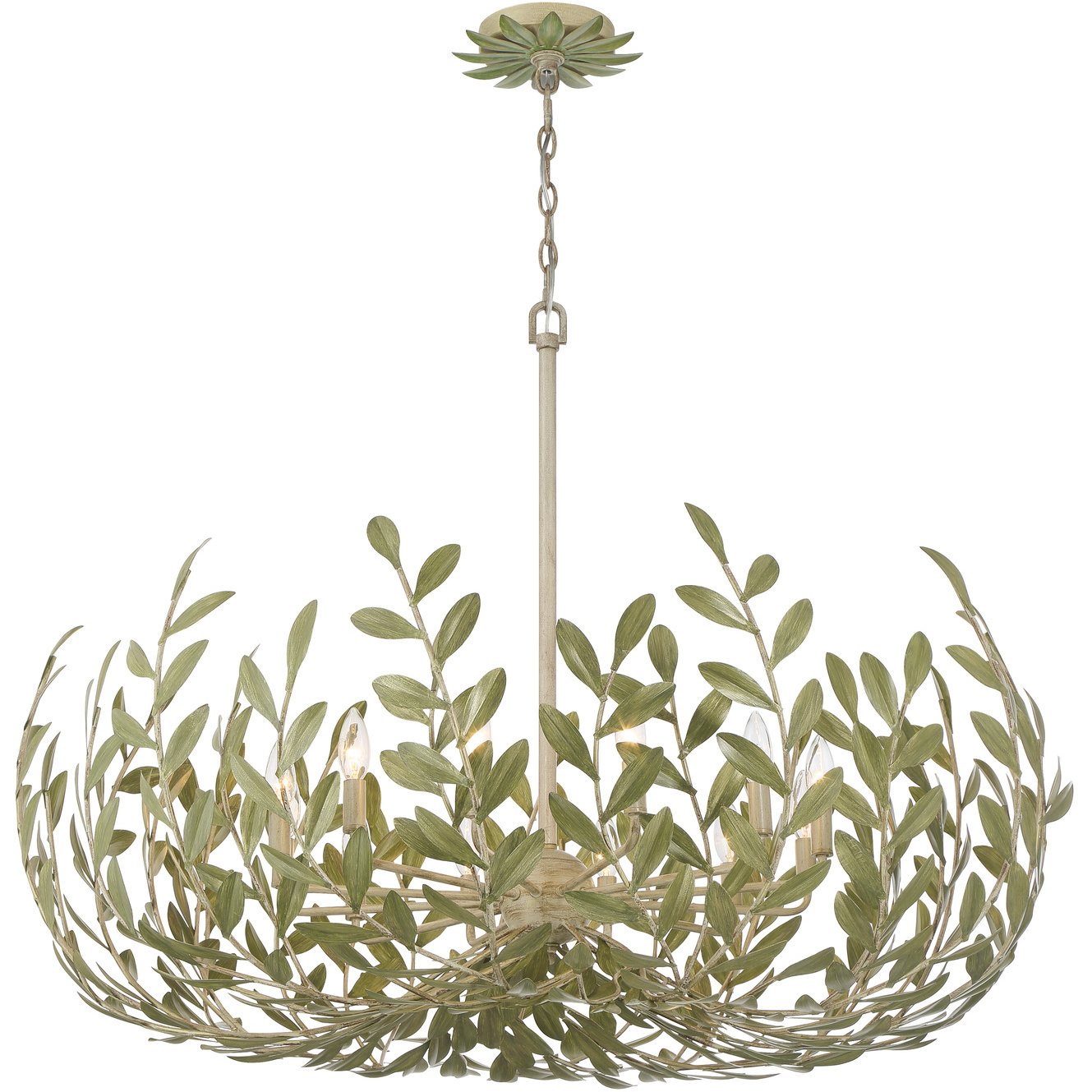 Broche 12 Light 42 inch Champagne Green Tea Chandelier Ceiling Light