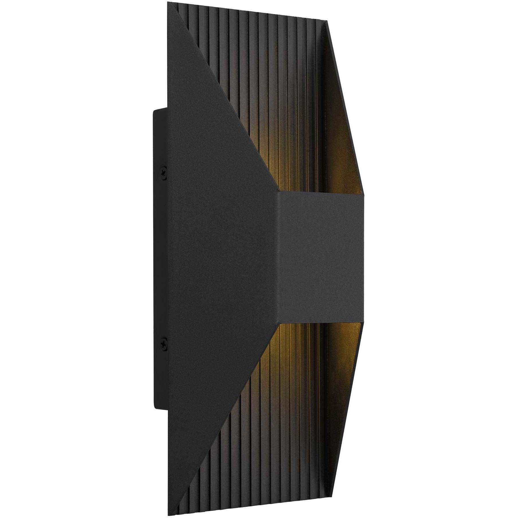 Ribbed LED 12 inch Sand Black Outdoor Wall Sconce