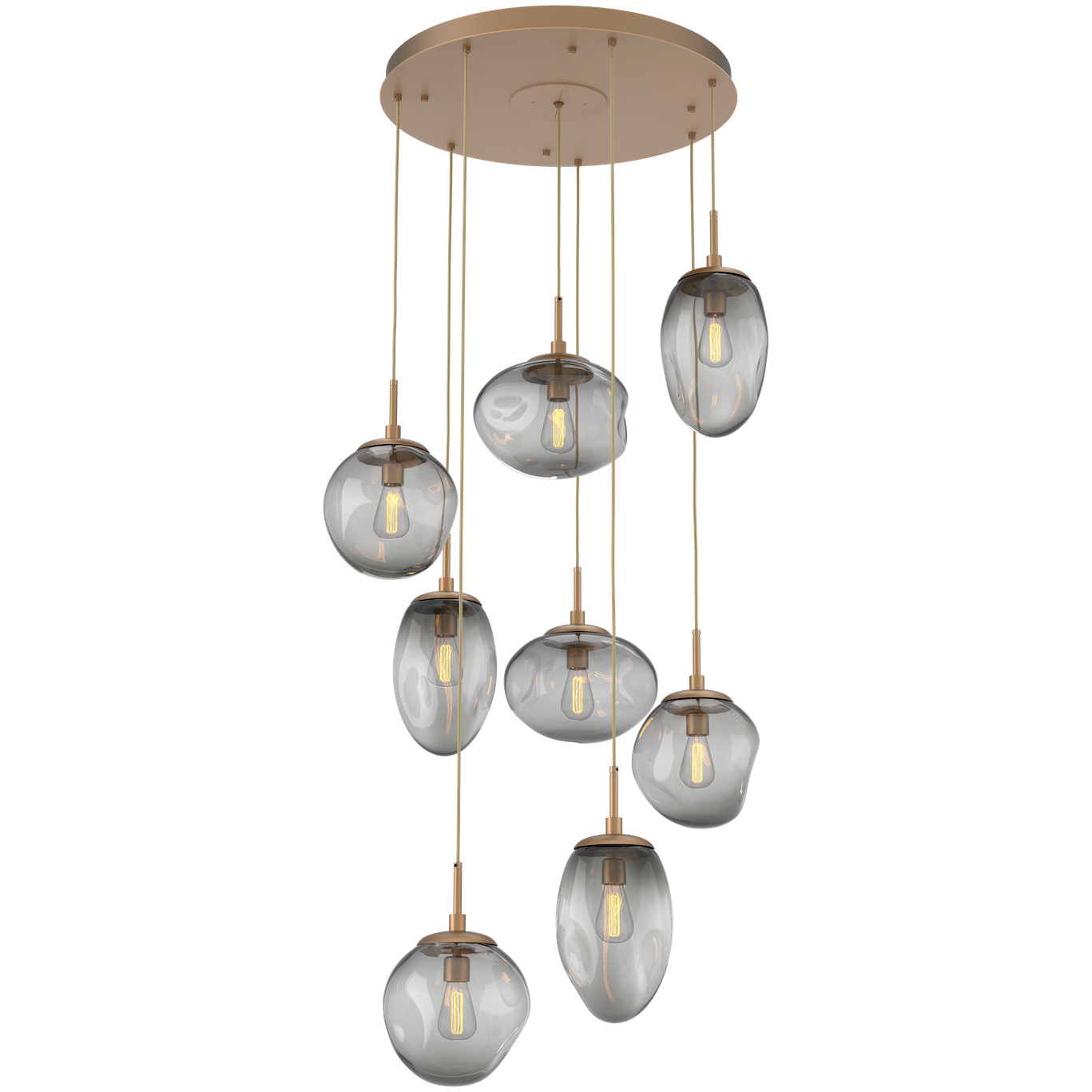 Cosmos Incandescent 8 Light Novel Brass Chandelier Ceiling Light, Round Multi-Pendant