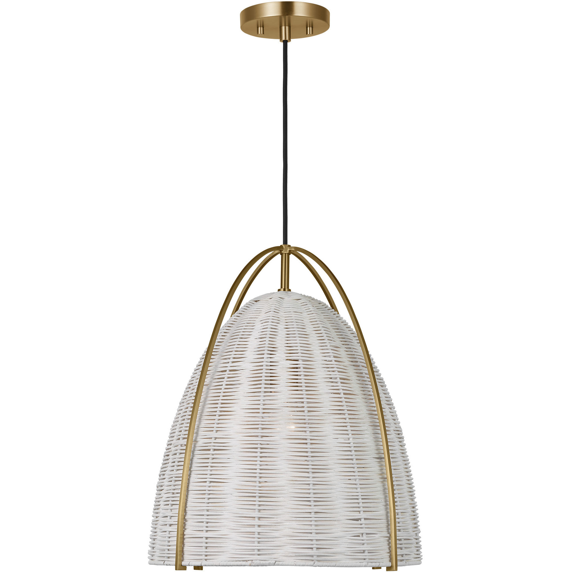 Sean Lavin Norman 1 Light 15.5 inch Satin Brass with Chalk Wicker Pendant Ceiling Light