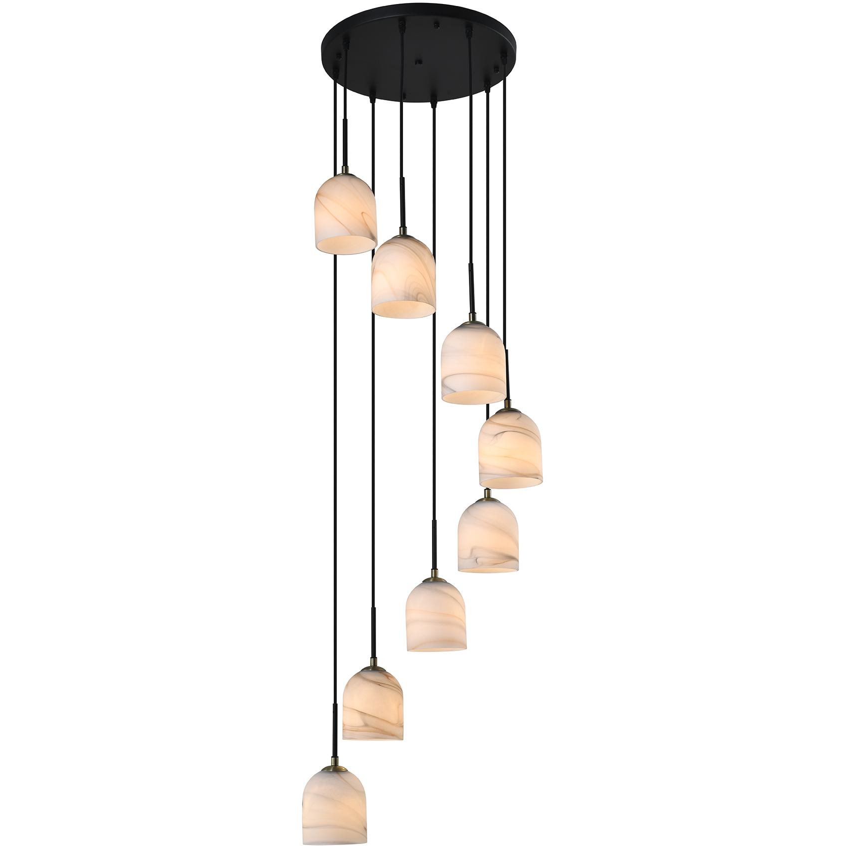 Crema 8 Light 18.5 inch Black and Brushed Brass Chandelier Ceiling Light