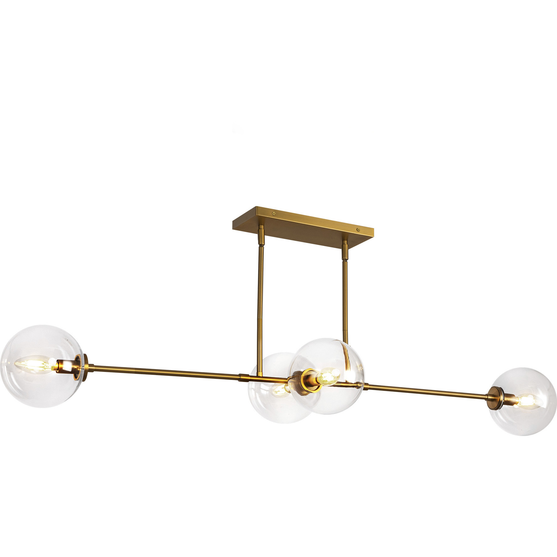 Alora Mood Cassia 4 Light 48 inch Aged Gold Linear Pendant Ceiling Light in Clear Glass