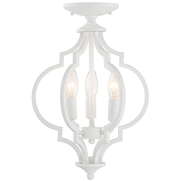 Transitional 3 Light 11 inch Bisque White Convertible Semi-Flush or Pendant Ceiling Light