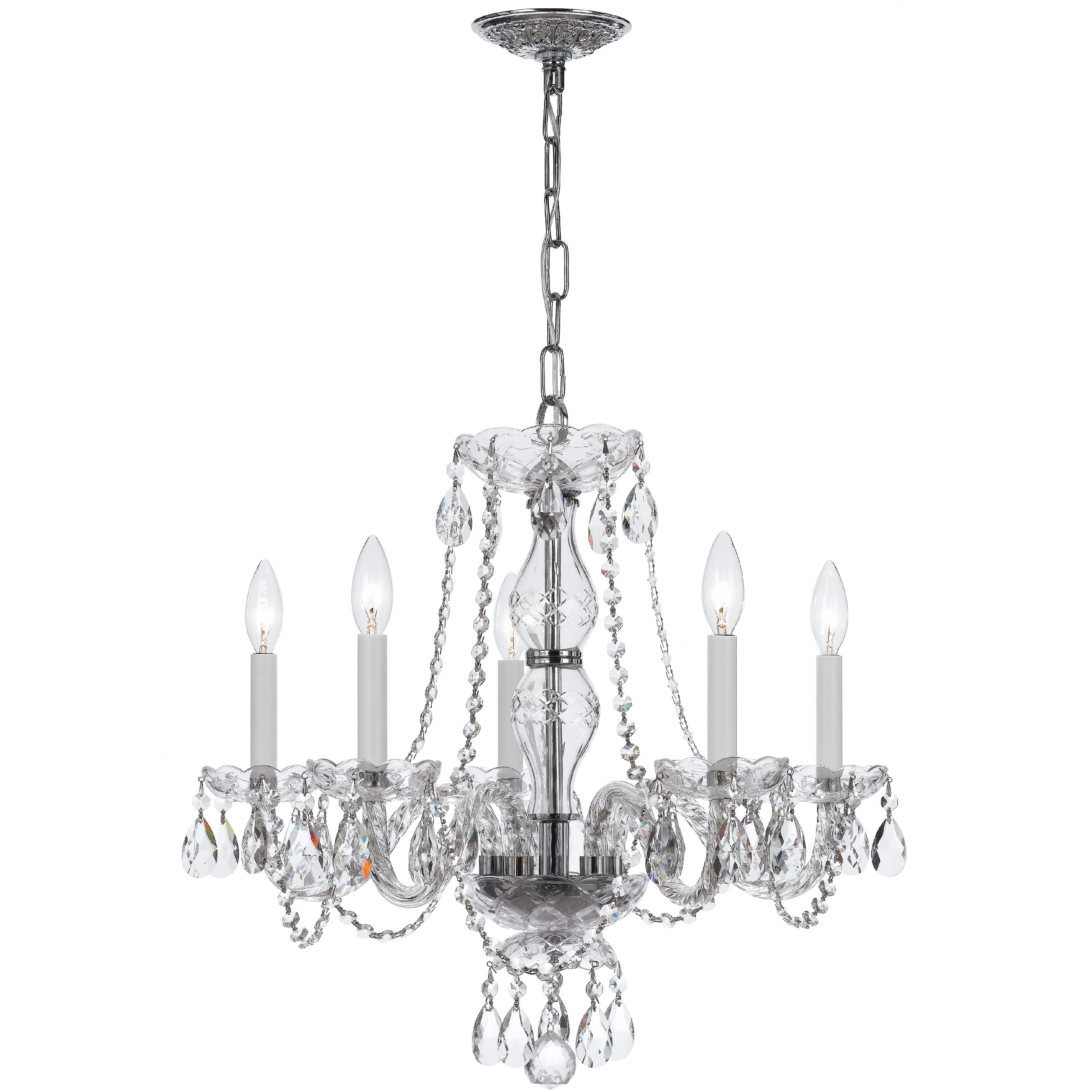 Traditional Crystal 5 Light 21 inch Polished Chrome Chandelier Ceiling Light in Clear Hand Cut